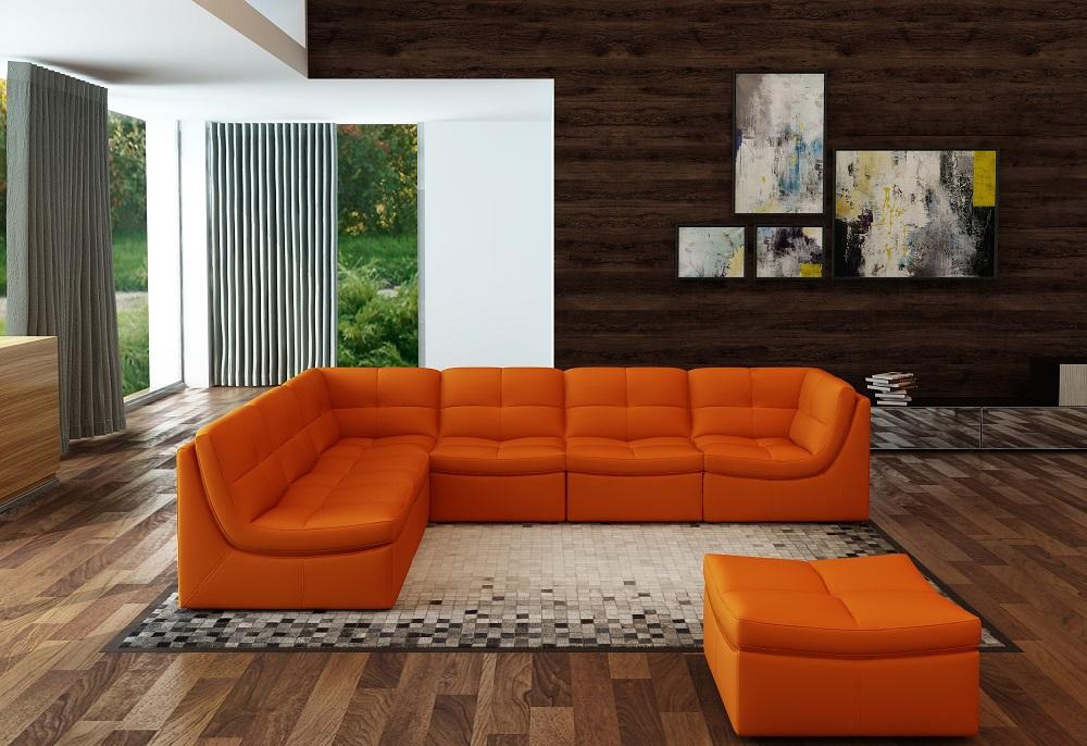 

    
Pumpkin  Leather Modular Sectional Living Room Set 7 Pcs Modern J&M Lego
