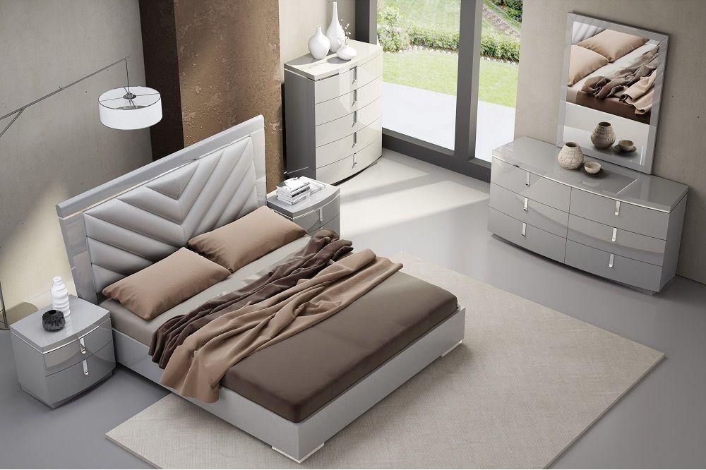 Contemporary Platform Bedroom Set New York SKU18215-Q-Set-3 in Gray Leather