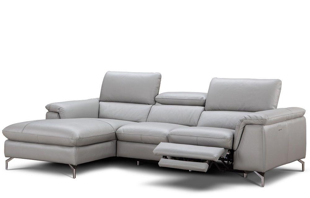 Contemporary Reclining Sectional Serena SKU18234 in Light Gray Leather
