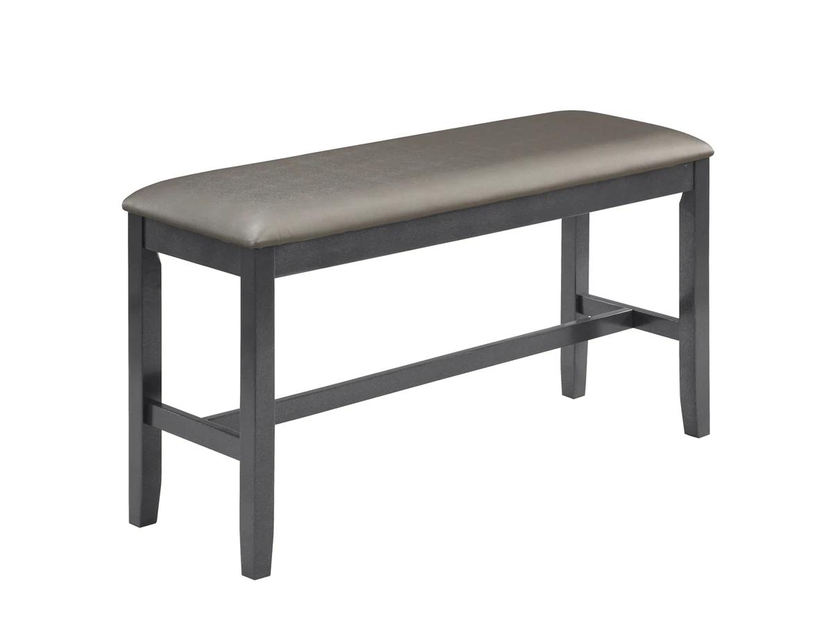 Traditional, Cottage Counter Height Bench Bankston 2670ZC-BENCH in Gunmetal, Brown PU