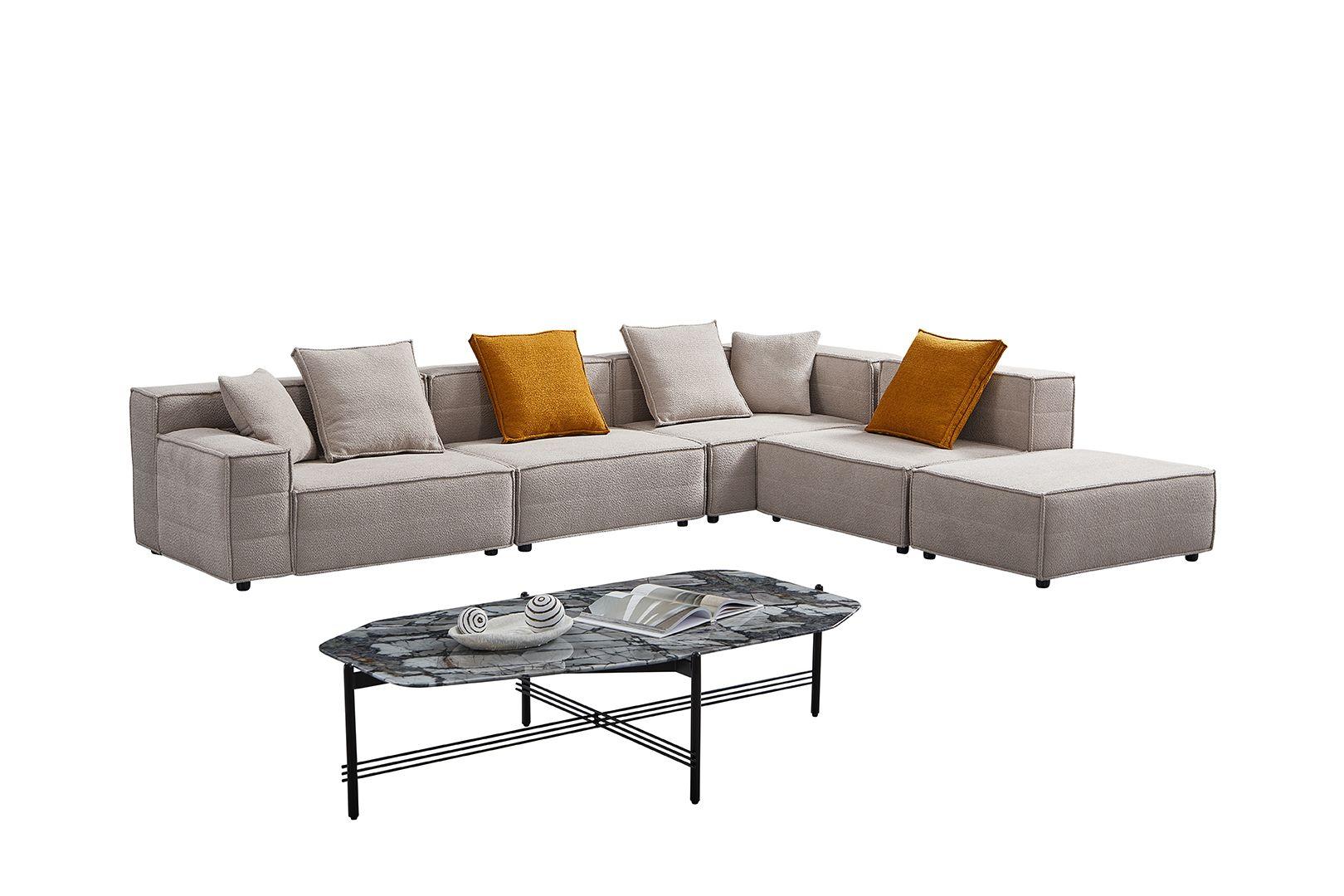 

    
Light Gray Fabric Modular Sofa Set 5Pcs AE-Y1009-LG-GR American Eagle
