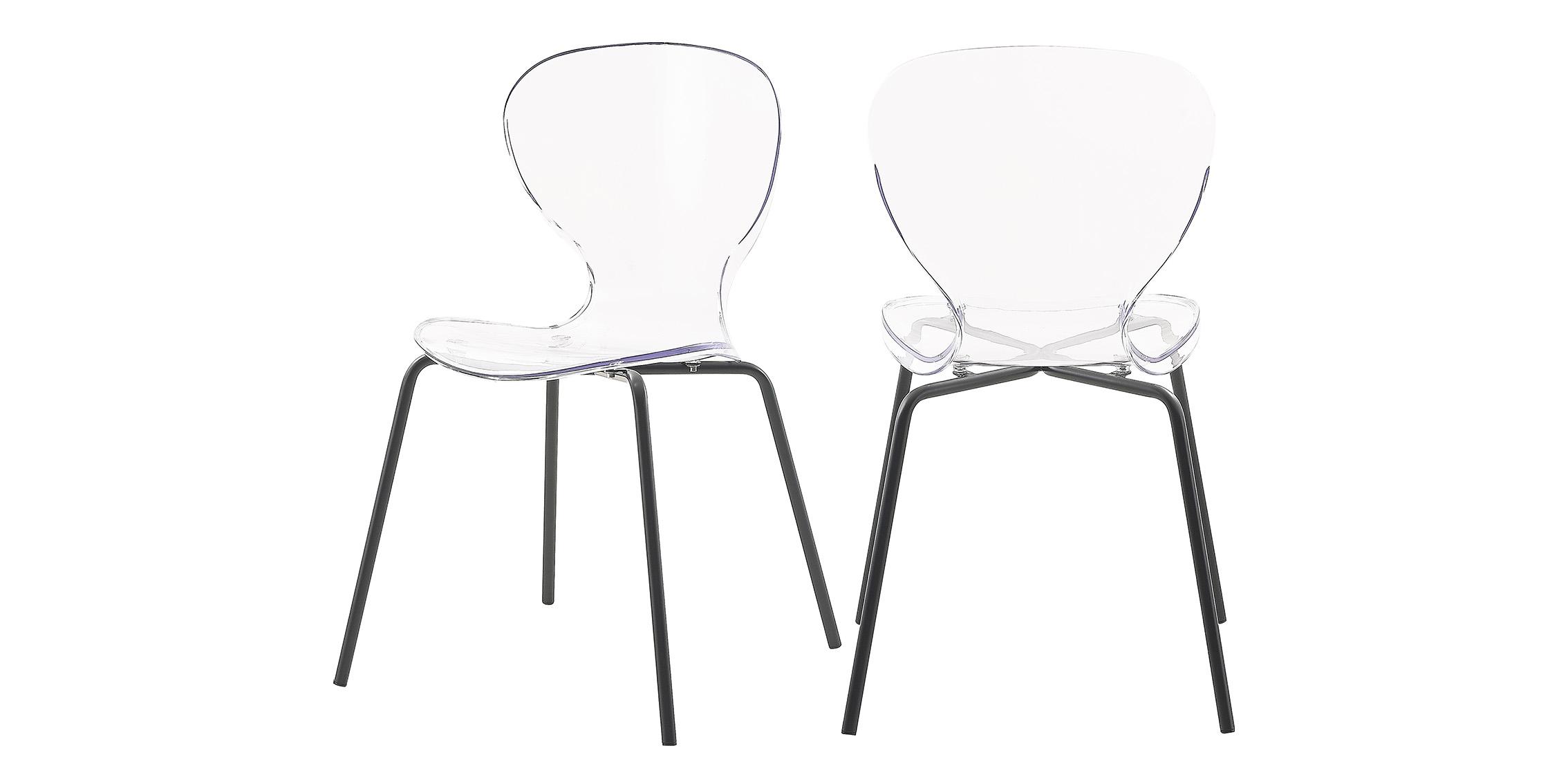 Contemporary, Modern Dining Chair Set CLARION 769 769-C-Set-2 in Clear, Black 