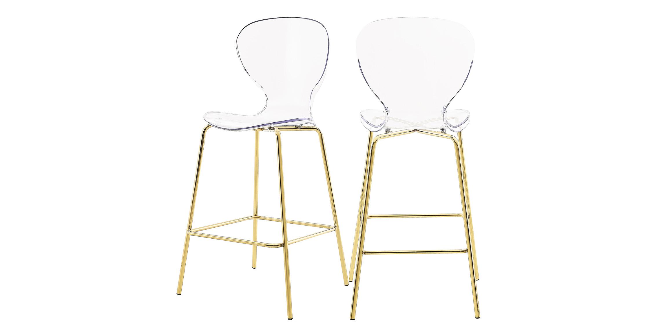 

    
Lucite Polycarbonate & Gold Counter Stool Set 2 CLARION 767 Meridian Modern
