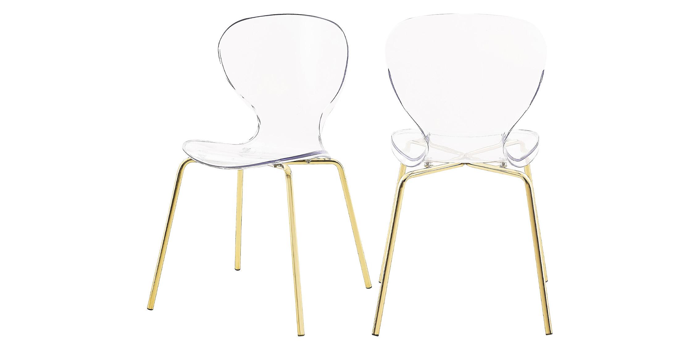 Contemporary, Modern Dining Chair Set CLARION 770 770-C-Set-2 in Clear, Gold 