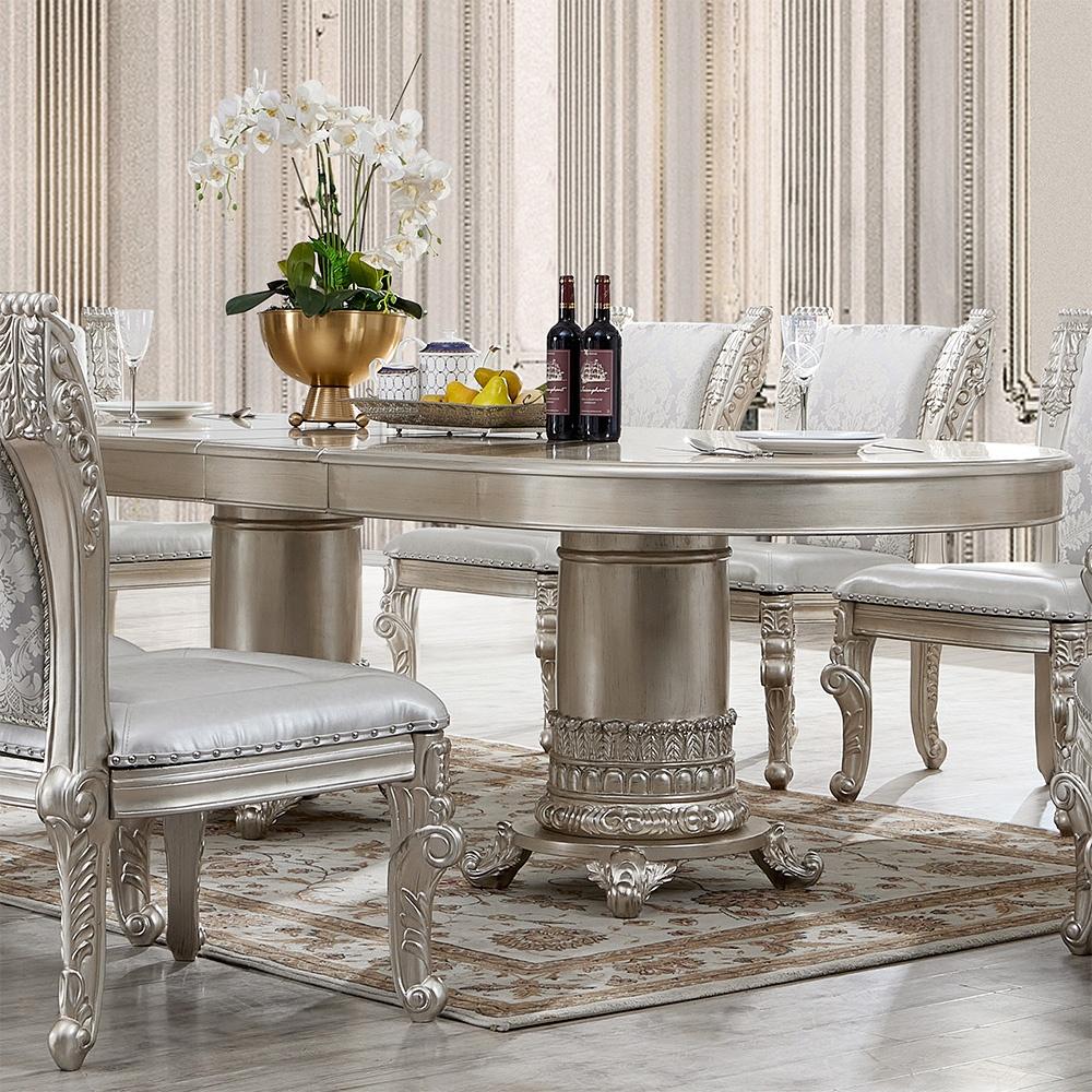 

    
Homey Design Furniture HD-5800GR Dining Table Set Antique Silver HD-5800-DTSET-10PC
