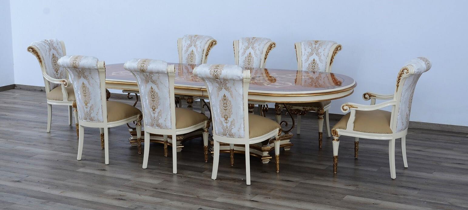 

                    
EUROPEAN FURNITURE VALENTINA Oval Dining Table Set Gold/Beige Leather Purchase 
