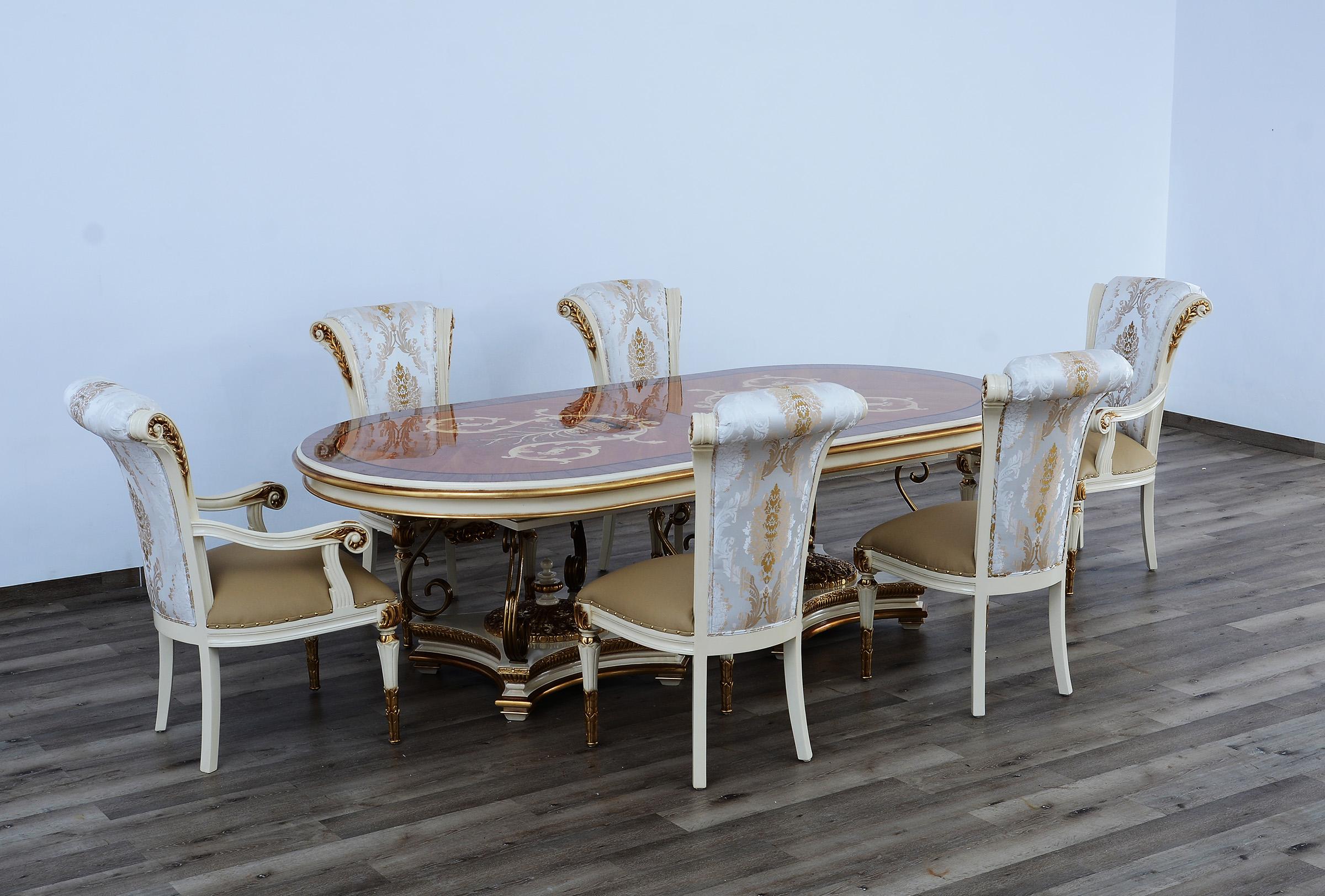 

        
EUROPEAN FURNITURE VALENTINA Dining Chair Set Gold/Beige Leather 663701292329
