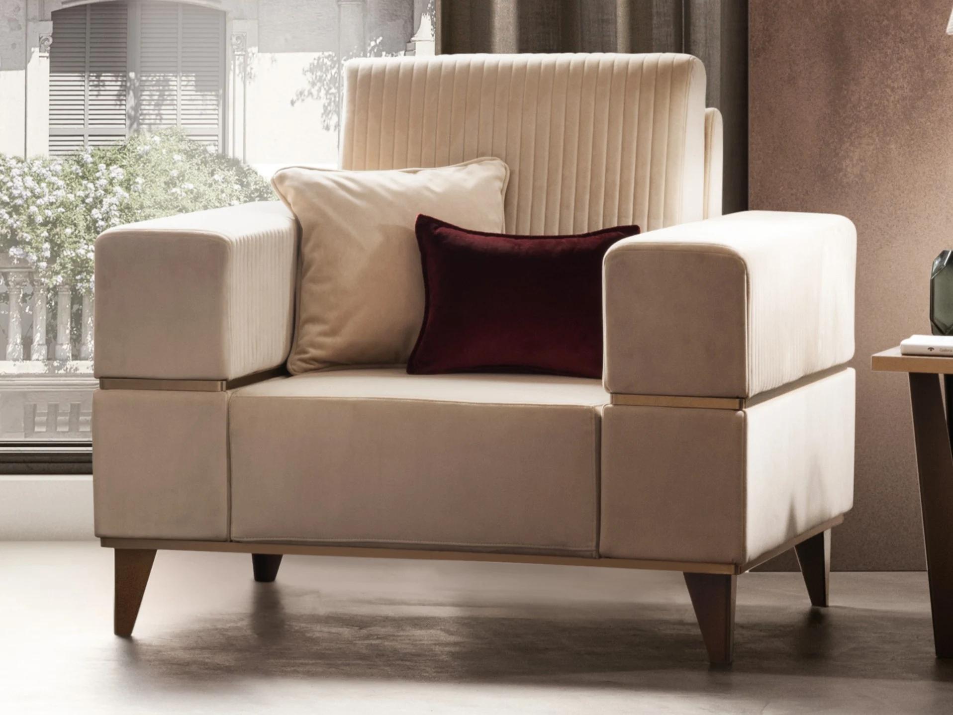 

    
Luxury Beige Fabric Arm Chair ARREDOAMBRA ESF Modern Glam Made in Italy
