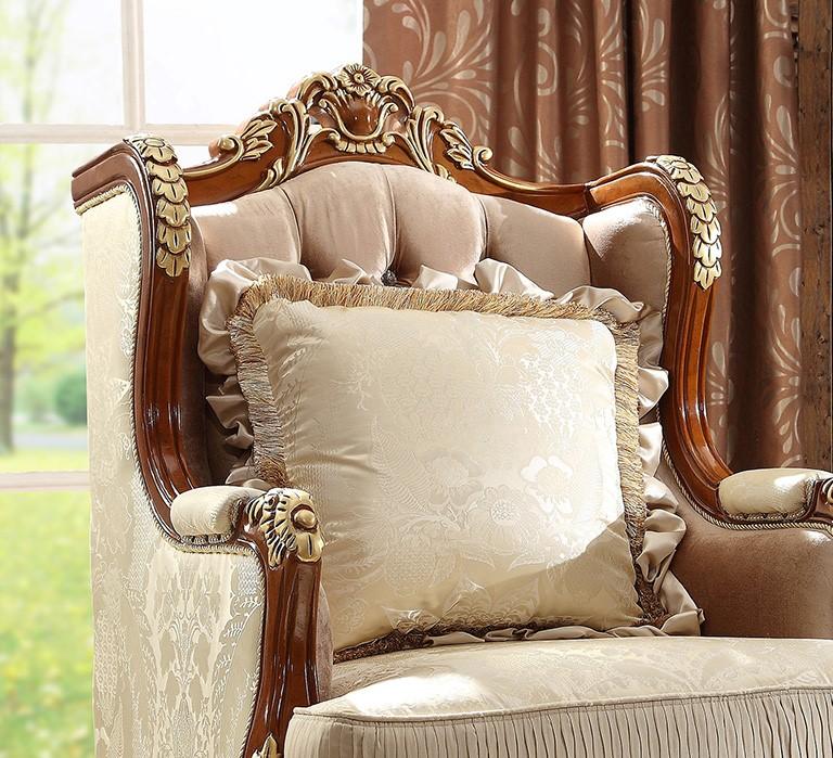 

    
Luxury Brown & Beige Armchair Traditional Homey Design HD-821

