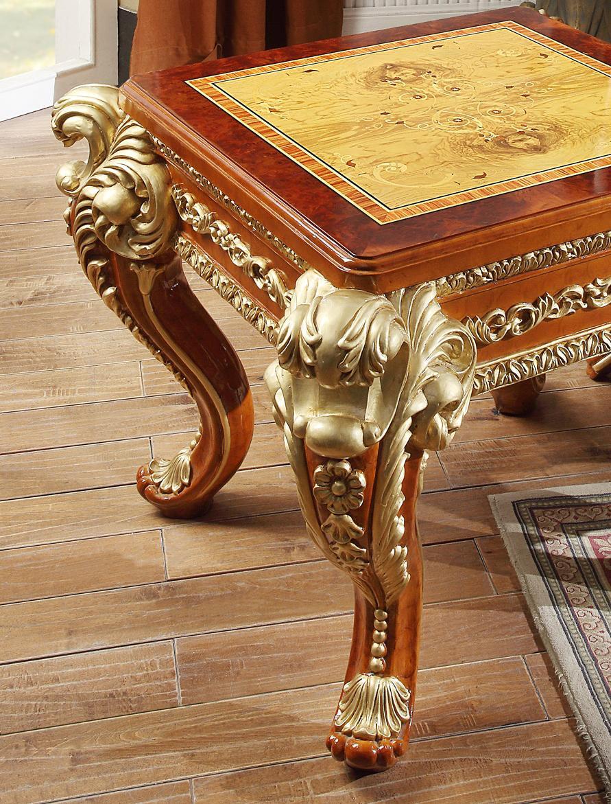

    
HD-821-6PC Rich Brown & Metallic Bright Gold Sofa Set 6Pcs w/ Coffee Tables Homey Design HD-821
