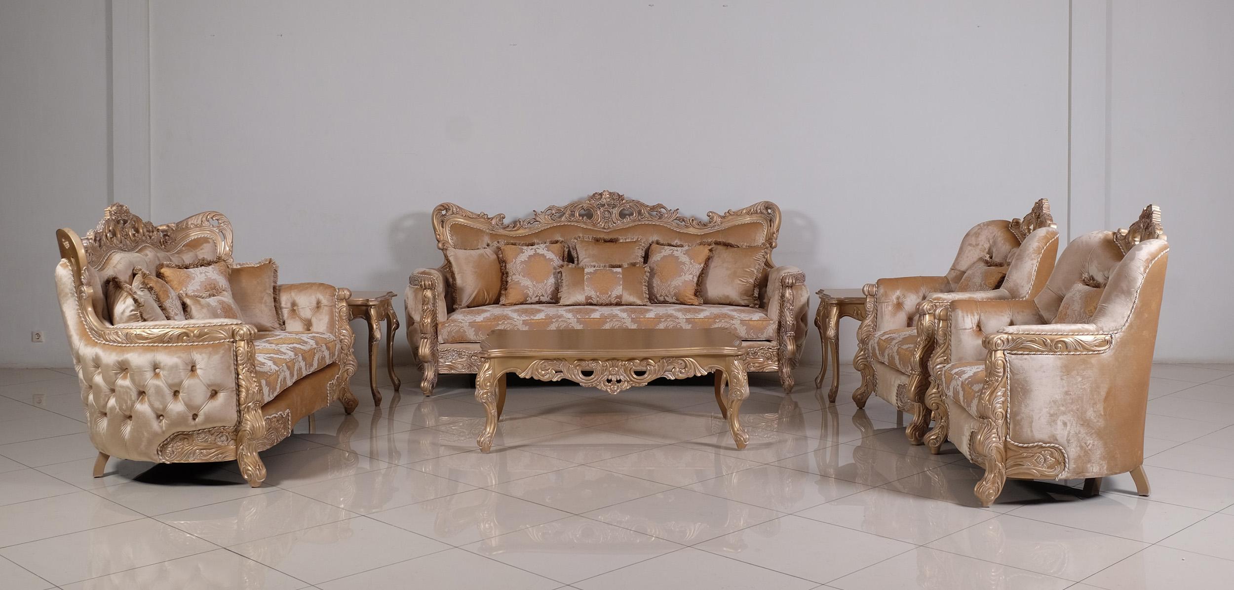Classic, Traditional Sofa Set IMPERIAL PALACE 32006-Set-4 in Copper, Champagne Fabric