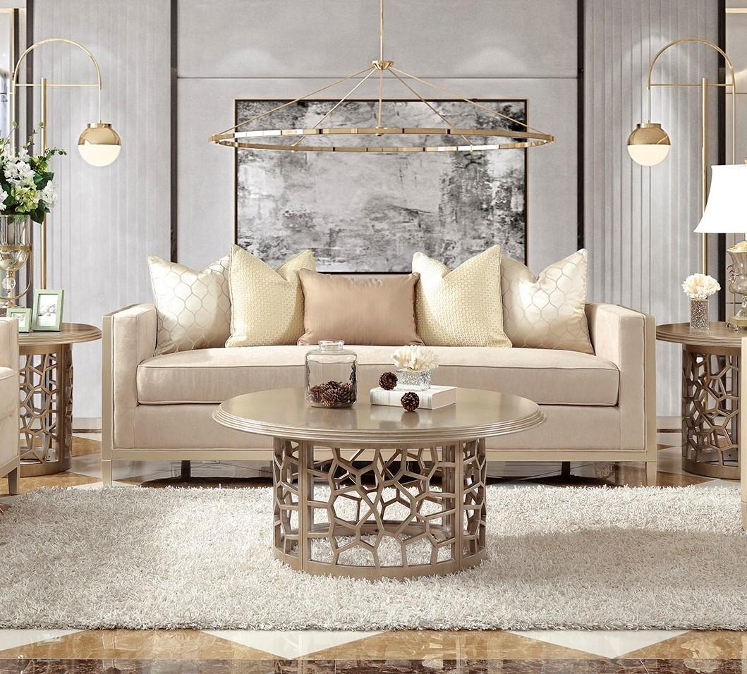 

    
Luxury Champagne Sofa Set 2Pcs Solid Wood Traditional Homey Design HD-8911
