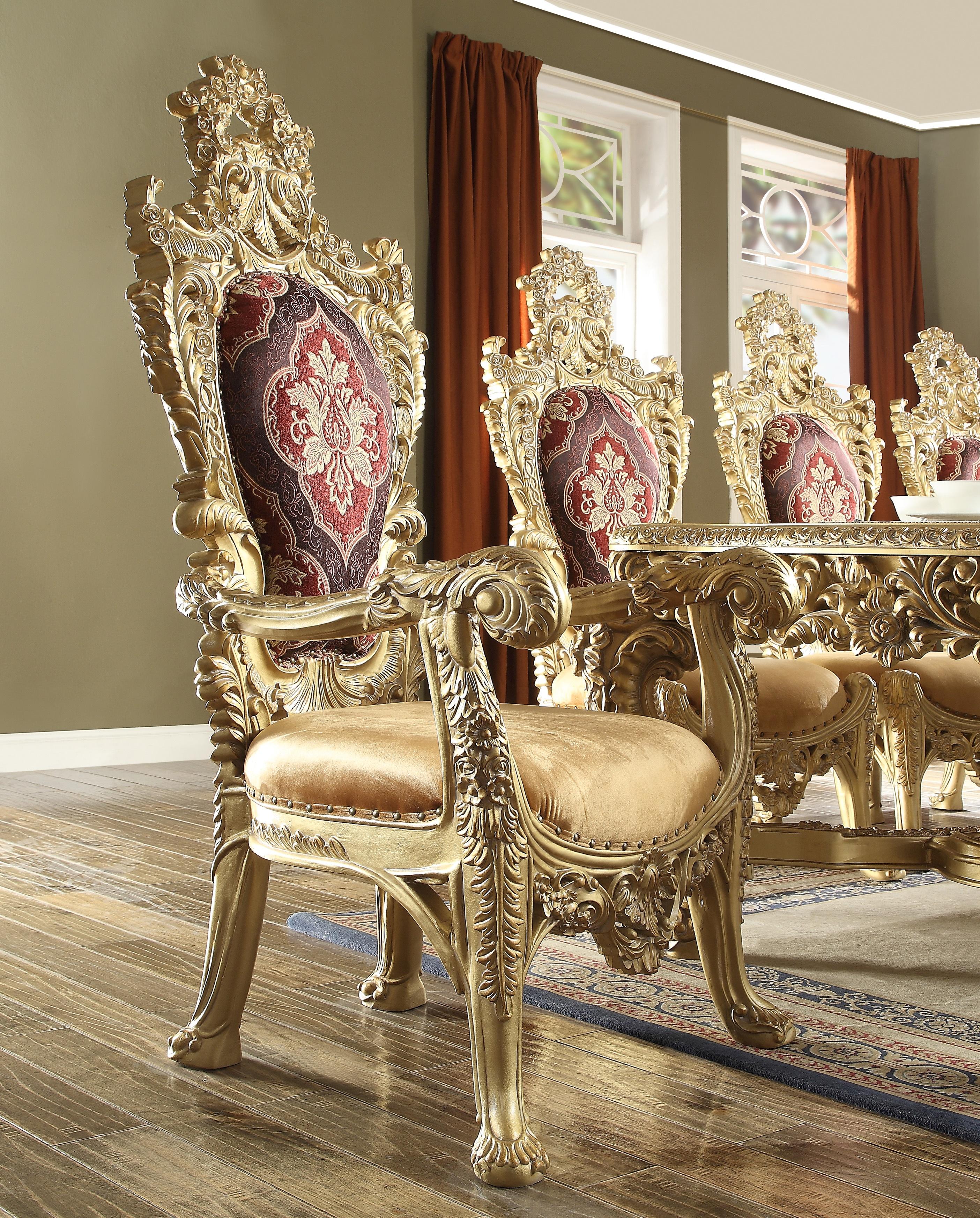 

                    
Homey Design Furniture HD-8086 Dining Table Set Rich Gold Fabric Purchase 
