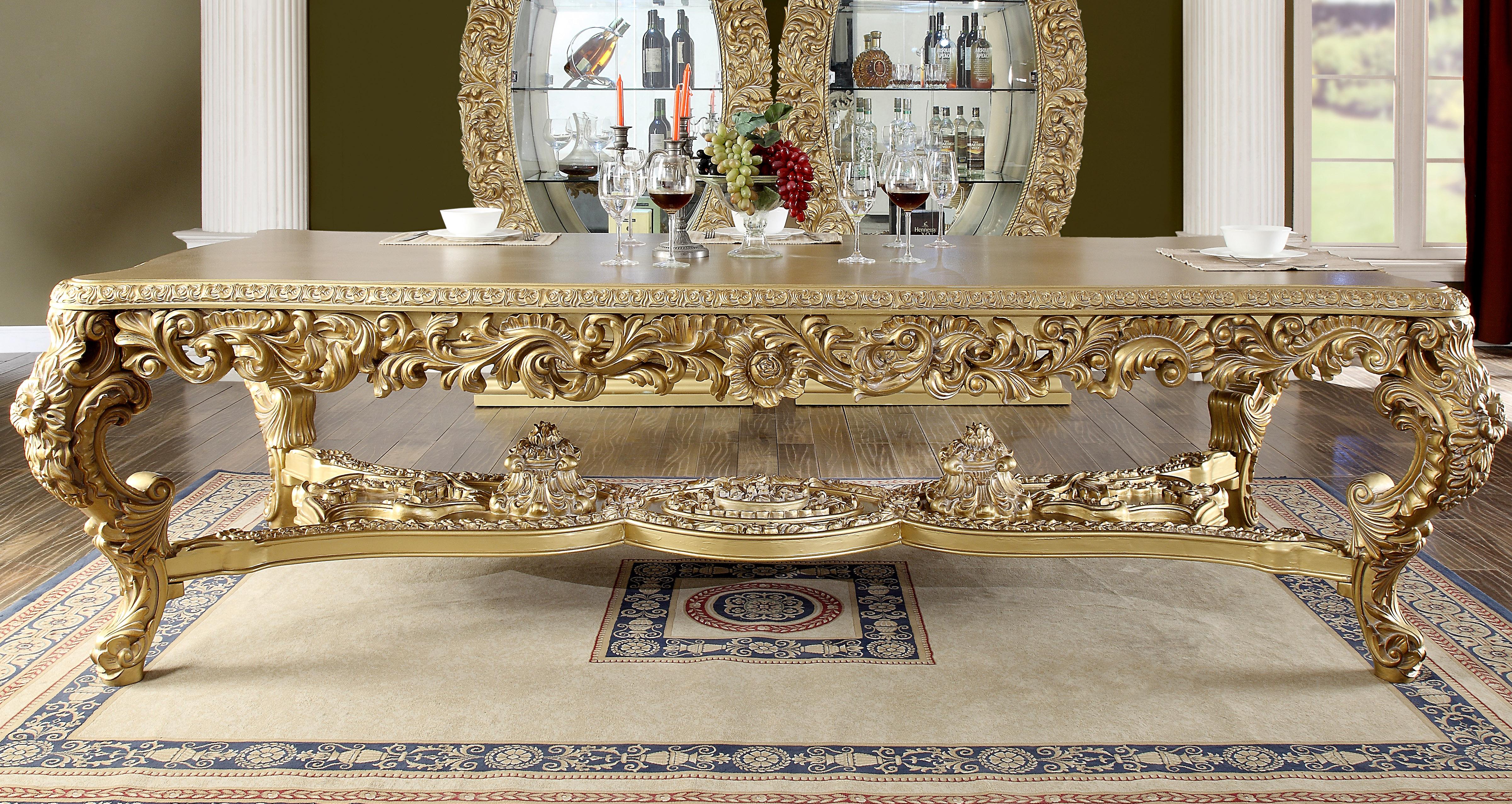 Traditional Rectangle Table HD-8086 HD-DT8086 in Rich Gold Lacquer