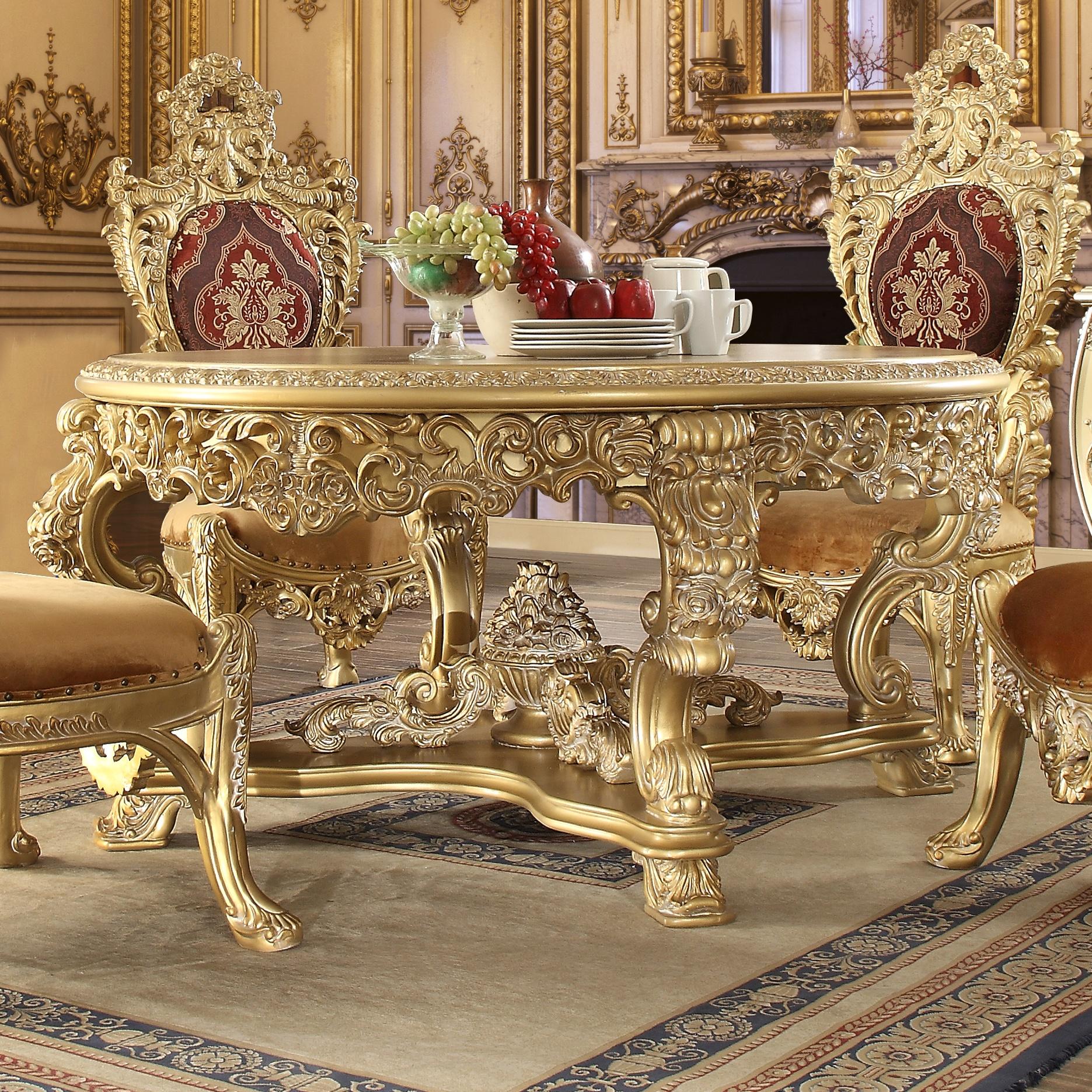 Traditional Round table HD-8086 HD-DT8086-R in Rich Gold Lacquer