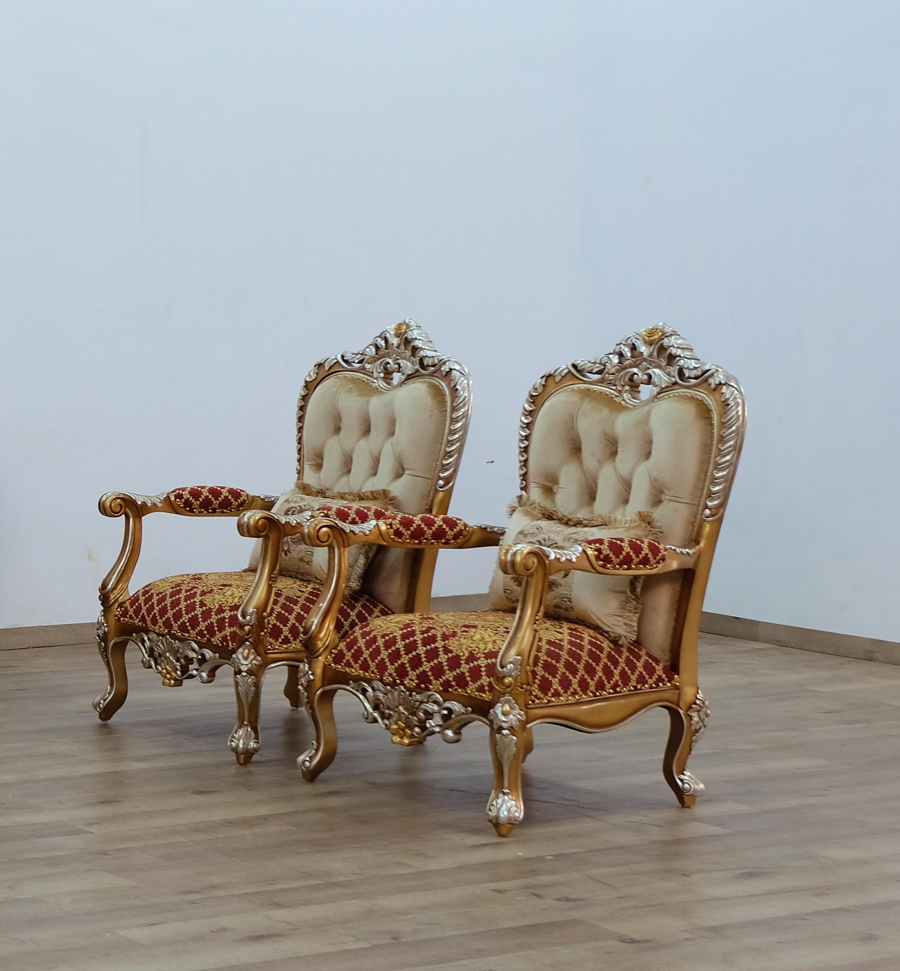 

    
Luxury Red & Gold Wood Trim SAINT GERMAIN Chair Set 2 Pcs EUROPEAN FURNITURE Classic
