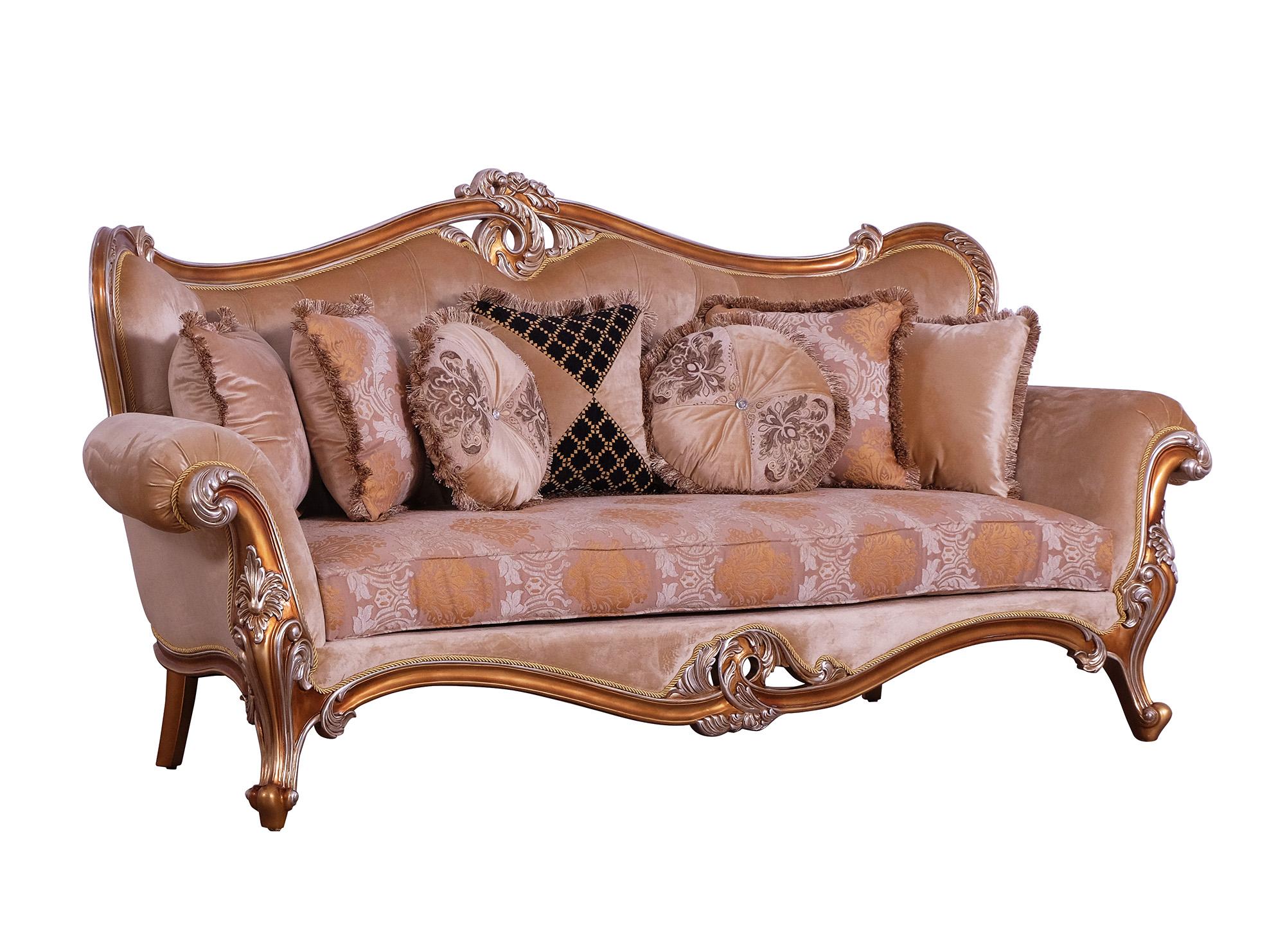 Classic, Traditional Sofa AUGUSTUS 37057-S in Sand, Gold Fabric