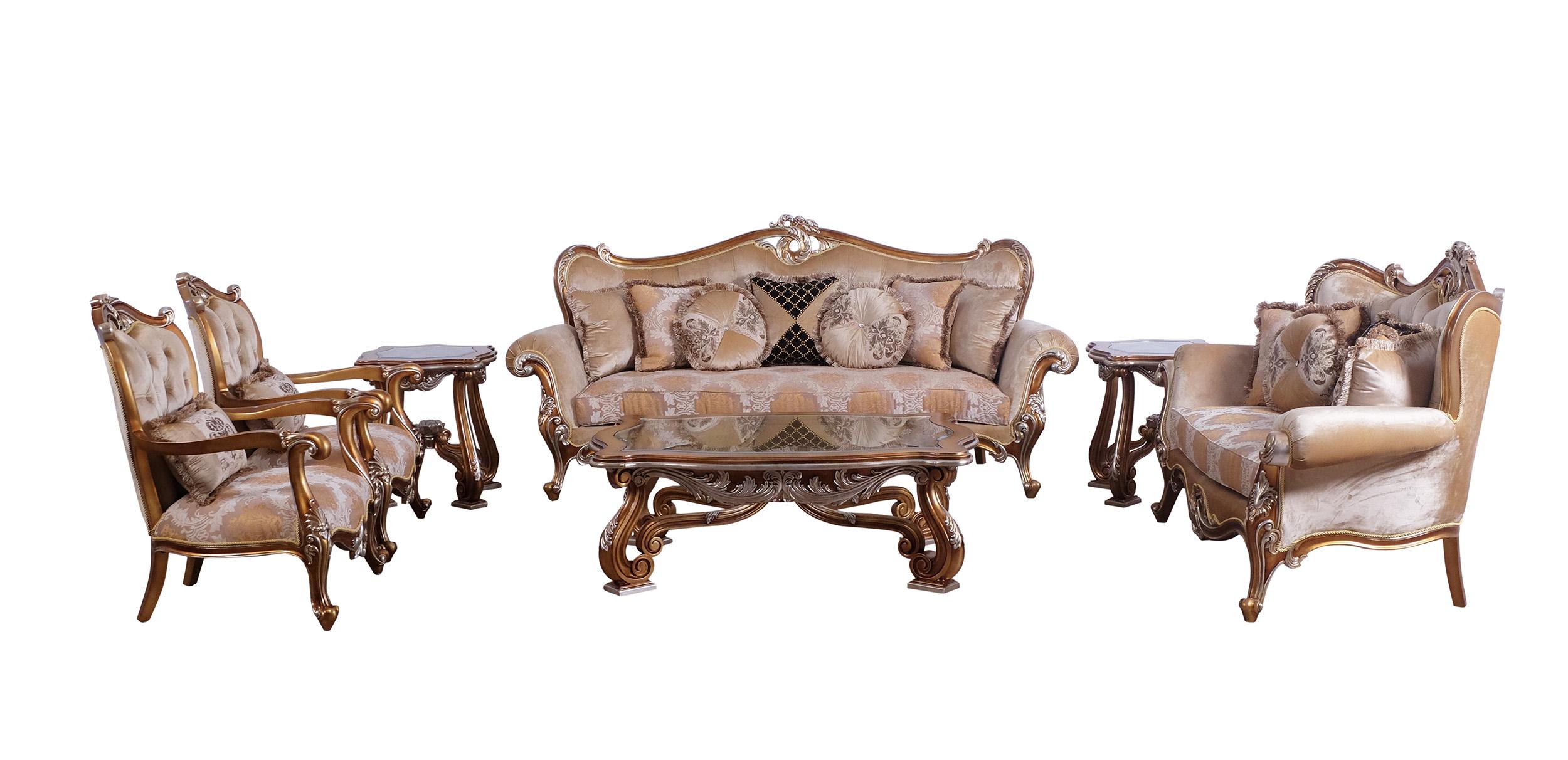 Classic, Traditional Sofa Set AUGUSTUS 37057-Set-4 in Sand, Gold Fabric