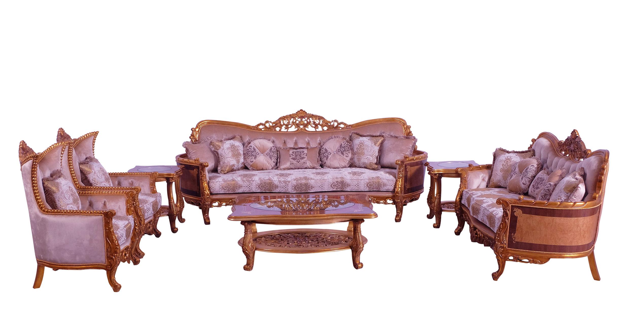 Classic, Traditional Sofa Set MODIGLIANI III 31056-Set-4 in Sand, Gold Fabric