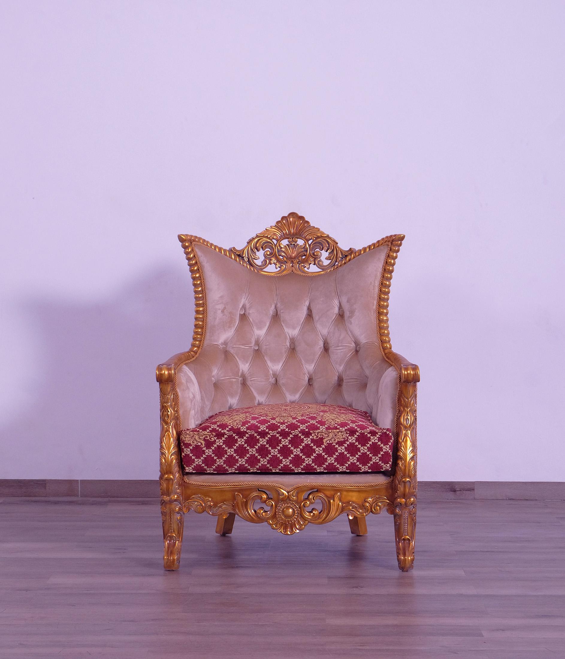 

        
EUROPEAN FURNITURE MODIGLIANI Arm Chair Set Red/Gold Fabric 663701291964
