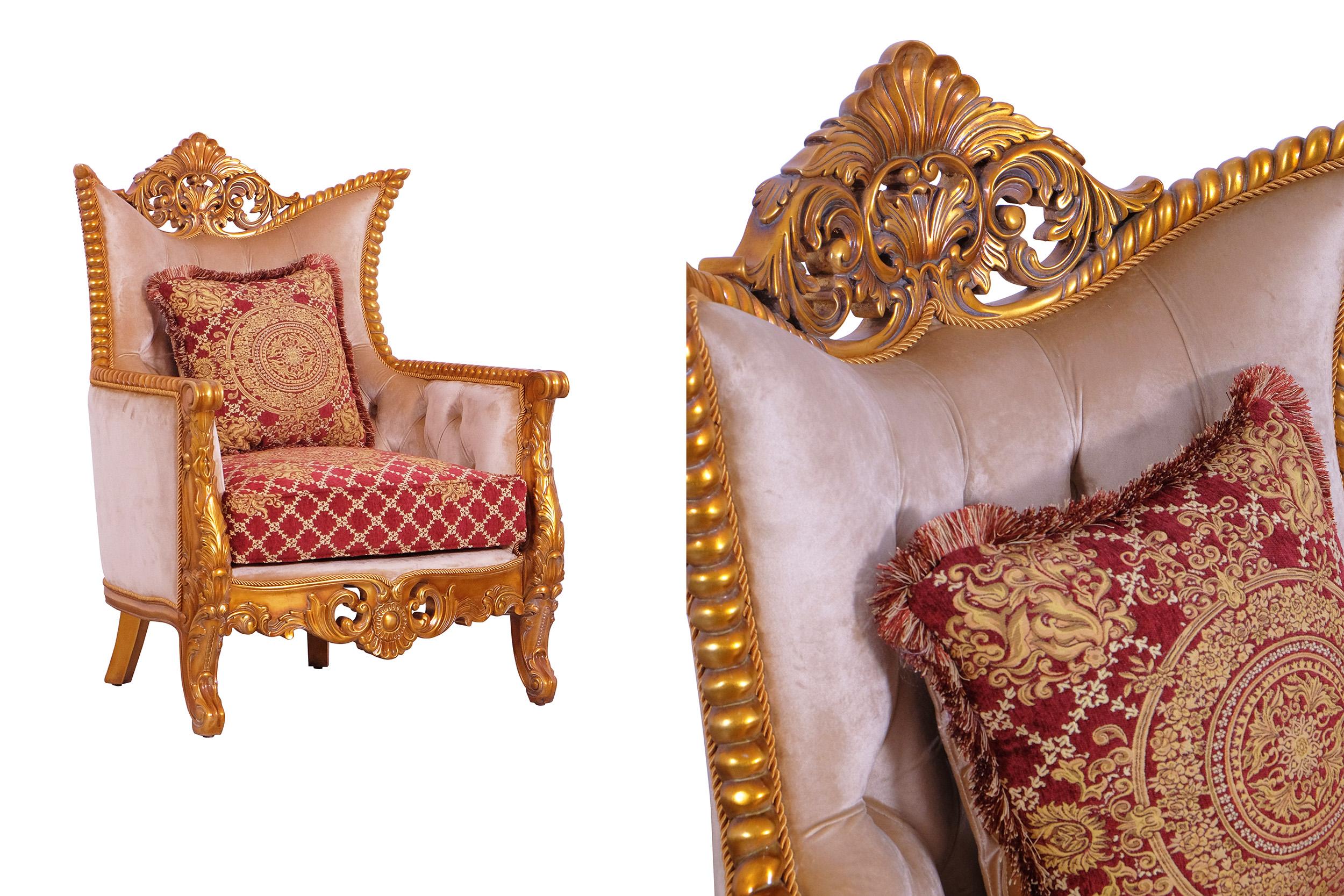

    
 Shop  Luxury Sand Red & Gold Wood Trim MODIGLIANI Chair Set 2 Pcs EUROPEAN FURNITURE
