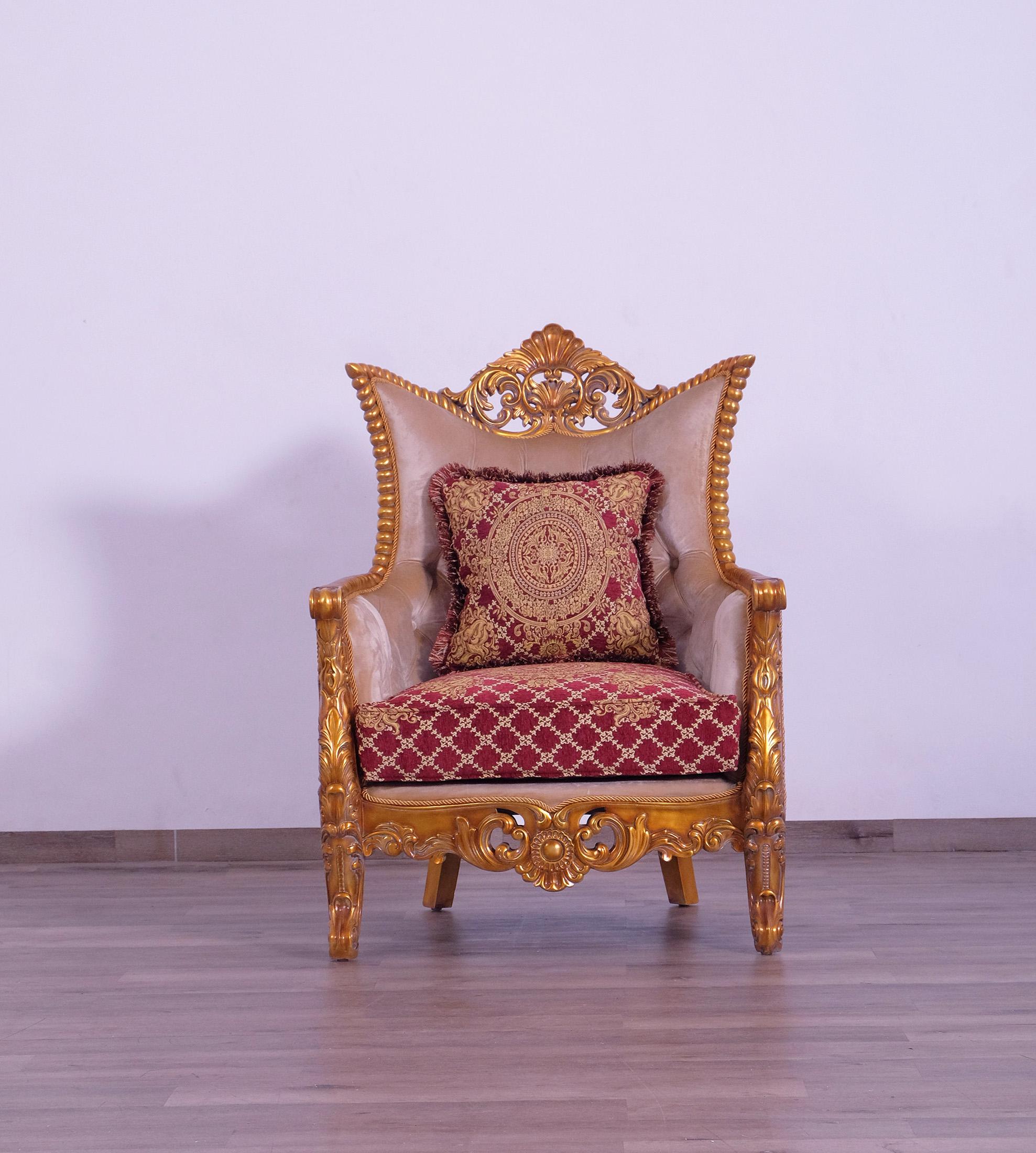 

    
 Order  Luxury Sand Red & Gold Wood Trim MODIGLIANI Chair Set 2 Pcs EUROPEAN FURNITURE
