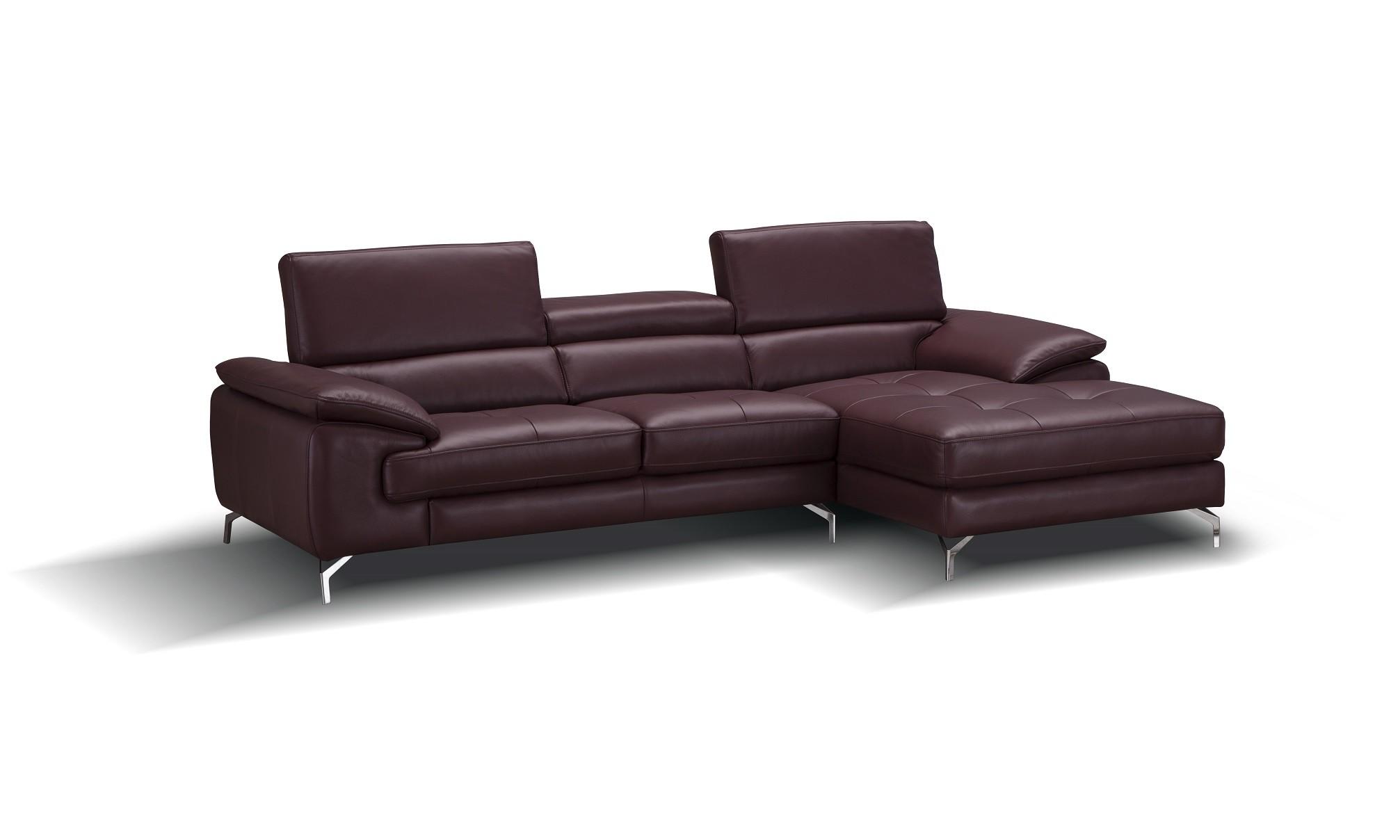 Contemporary Sectional Sofa A973b SKU 179066 in Maroon Leather