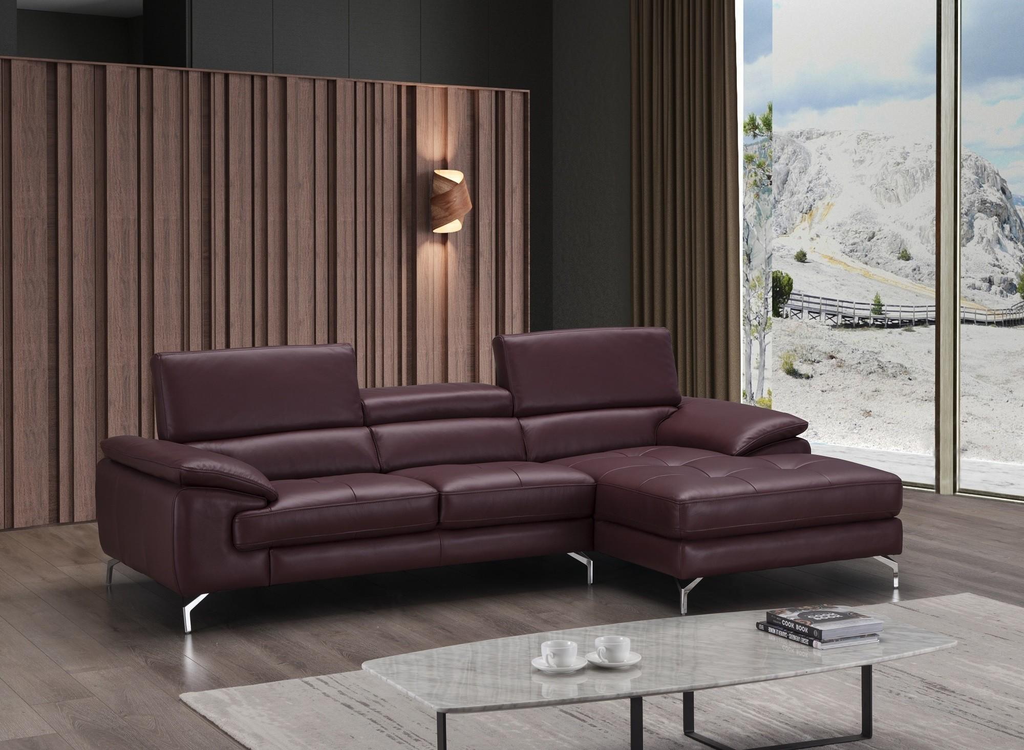 

    
Maroon Full Top Grain Italian Leather Sectional Sofa LHC Contemporary J&M A973b
