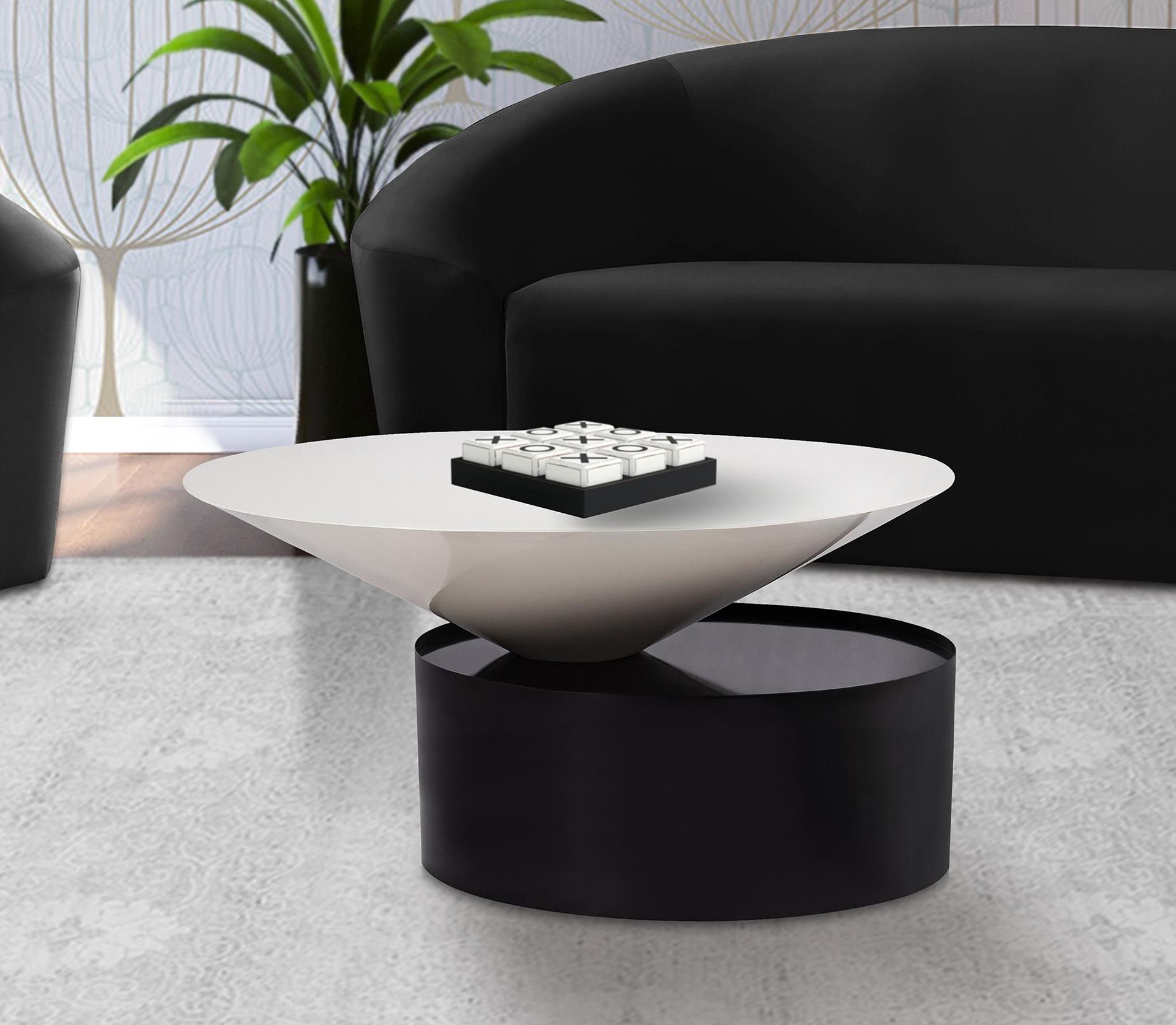 

    
Matte Black & White Metal Coffee Table DAMON 266-C Meridian Modern
