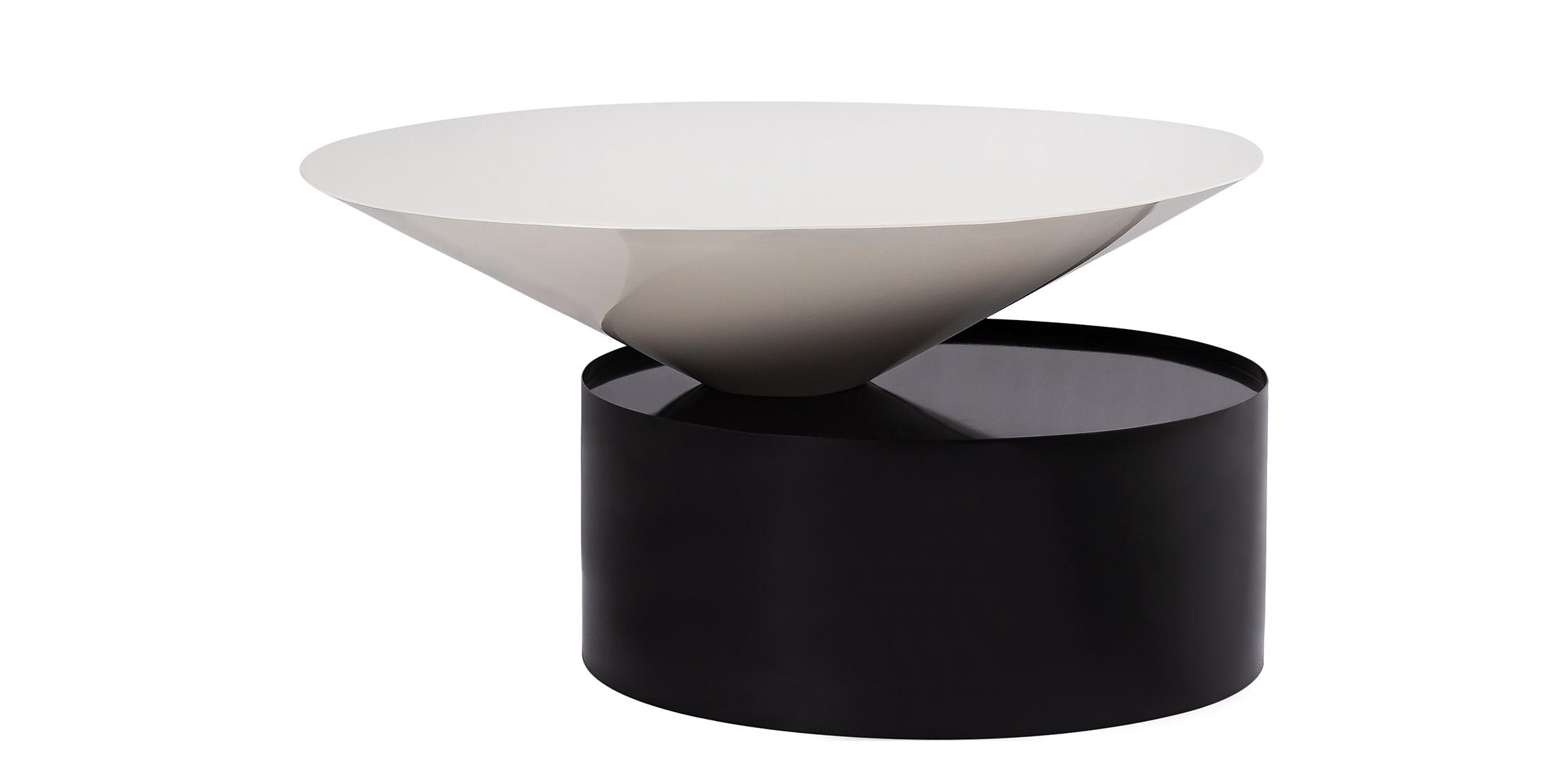 

    
Matte Black & White Metal Coffee Table DAMON 266-C Meridian Modern
