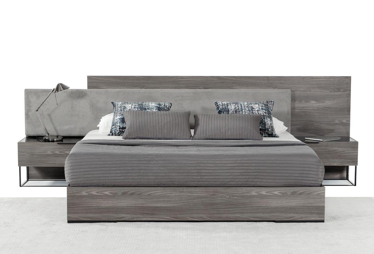 Contemporary, Modern Panel Bedroom Set Enzo VGACENZO-BED-Q-Set-3 in Gray Fabric