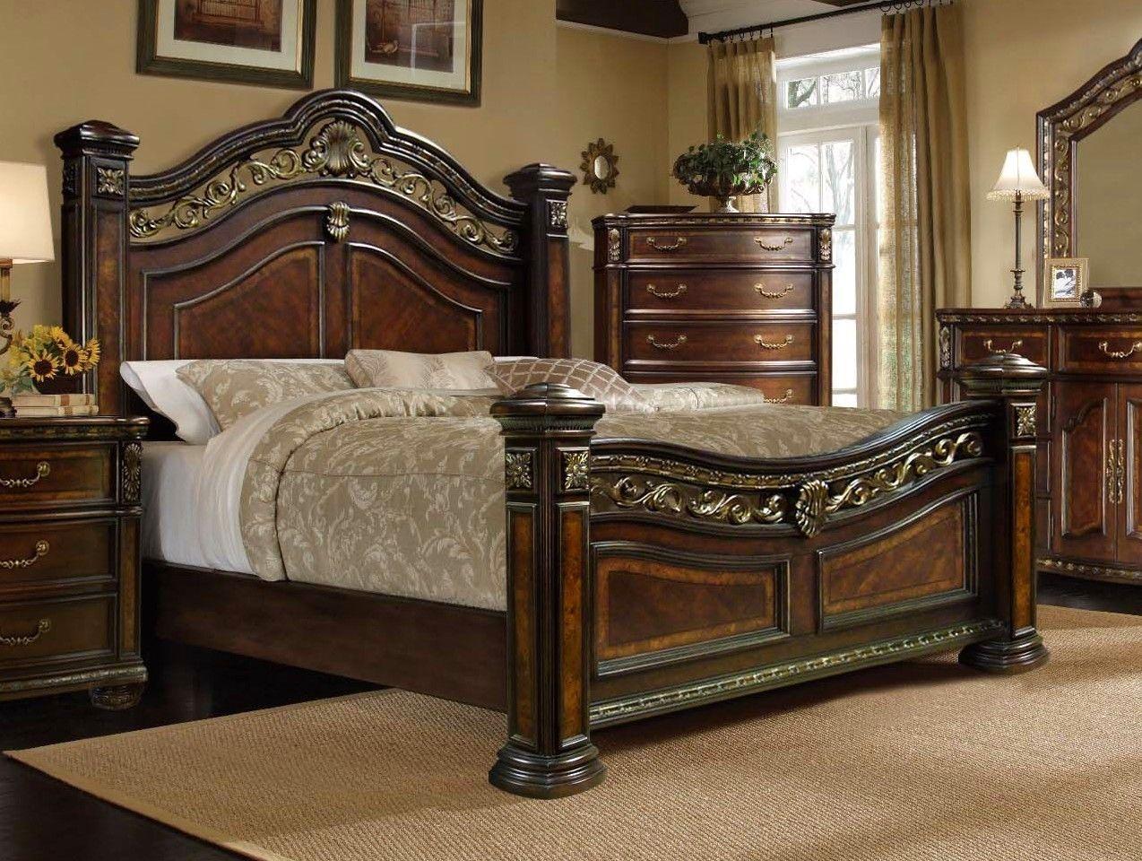 Classic, Traditional Poster Bed B163 B163-Q in Cherry 