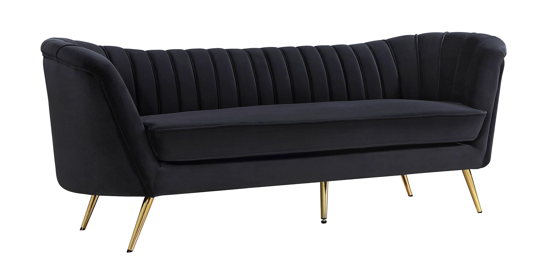 

    
Glam Black Velvet Curved Back Sofa Margo 622Black-S Meridian Modern Contemporary
