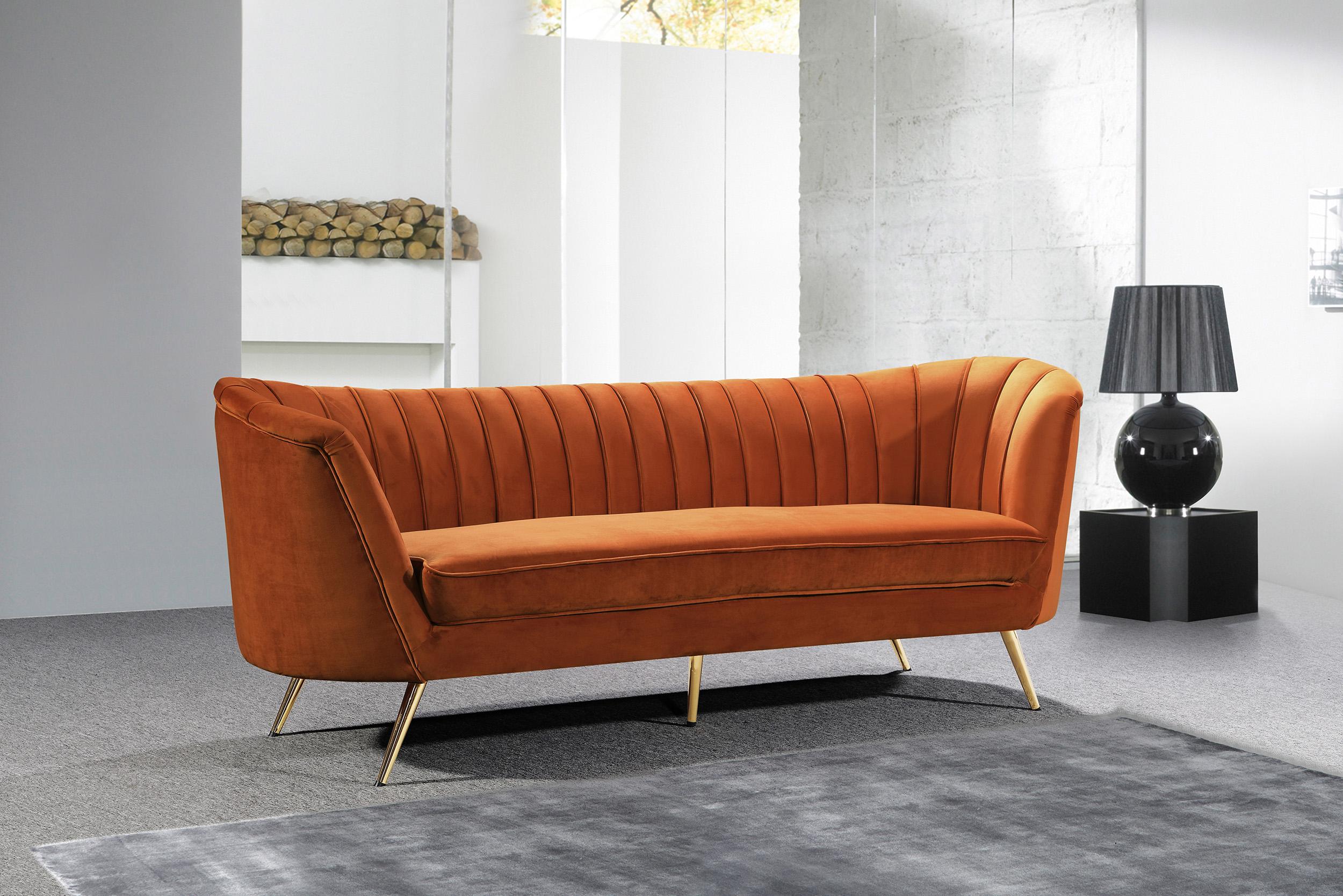 Contemporary, Modern Sofa Margo 622Cognac-S 622Cognac-S in Cognac Velvet