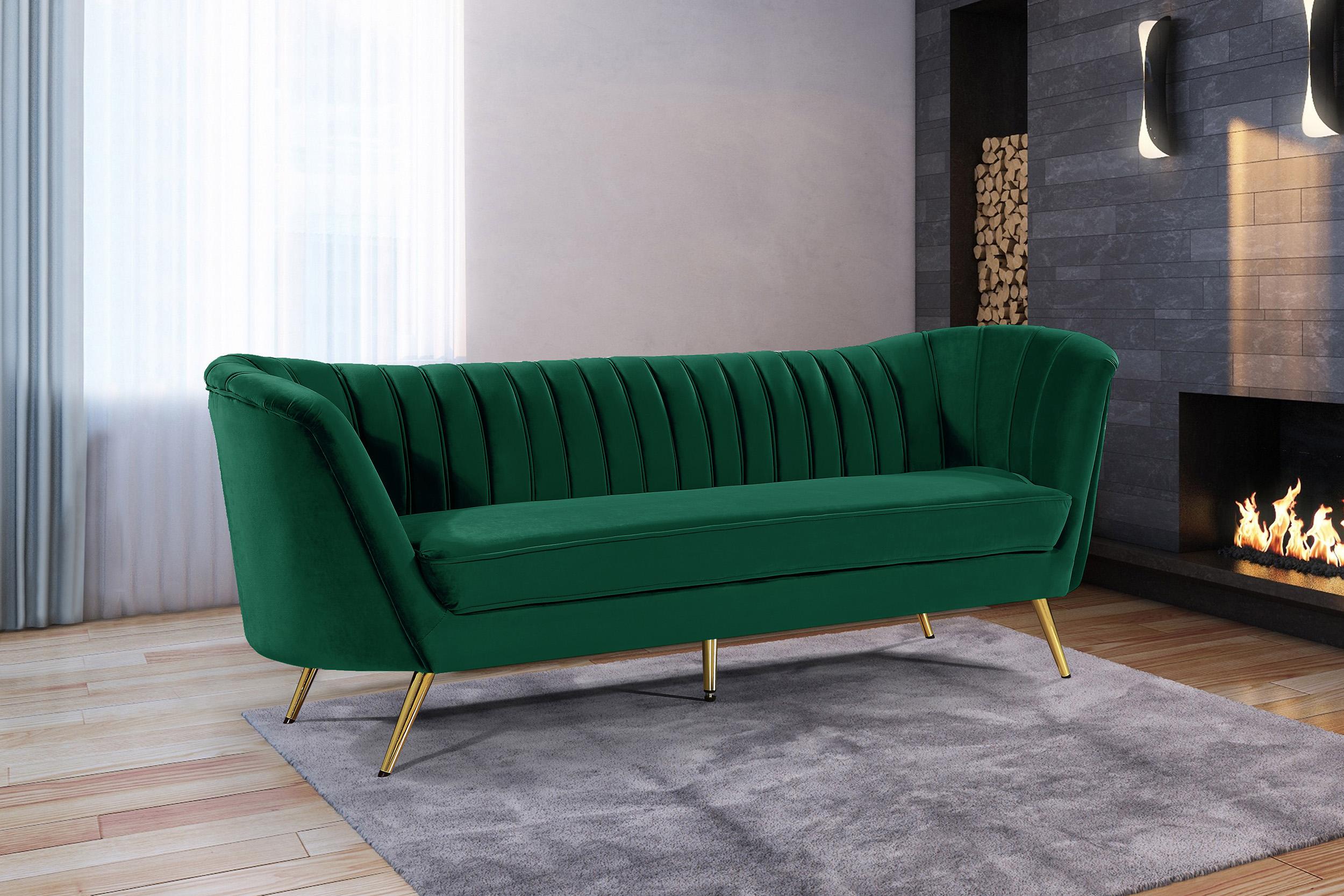 

    
Glam Green Velvet Curved Back Sofa Margo 622Green-S Meridian Modern Contemporary
