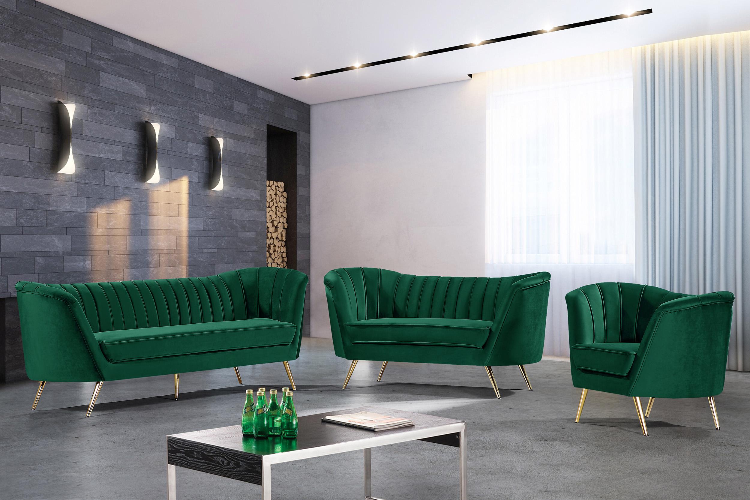 

    
Glam Green Velvet Sofa Set 3Pcs Margo 622Green-S Meridian Modern Contemporary
