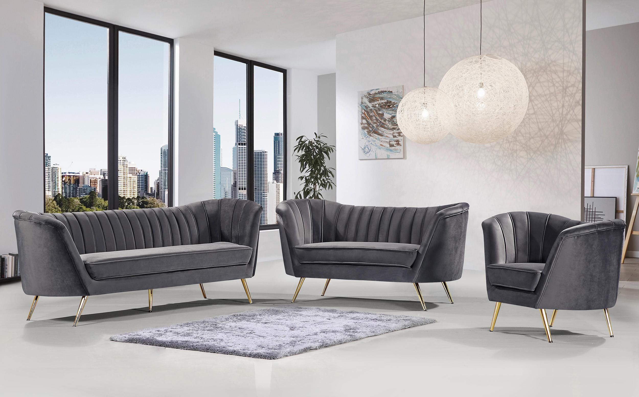 

    
Glam Grey Velvet Sofa Set 3Pcs 622Grey-S Margo Meridian Modern Contemporary
