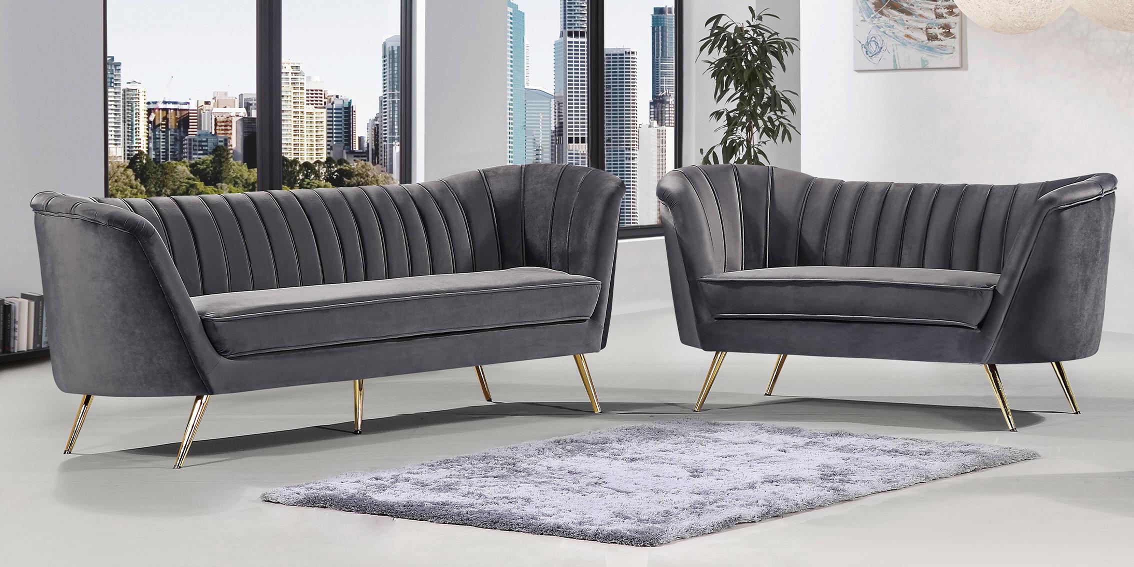 

    
Glam Grey Velvet Sofa Set 2Pcs Margo 622Grey-S Meridian Modern Contemporary

