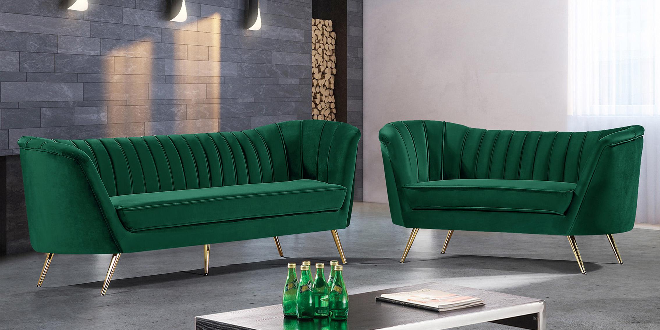 

    
Glam Green Velvet Sofa Set 2Pcs Margo 622Green-S Meridian Modern Contemporary
