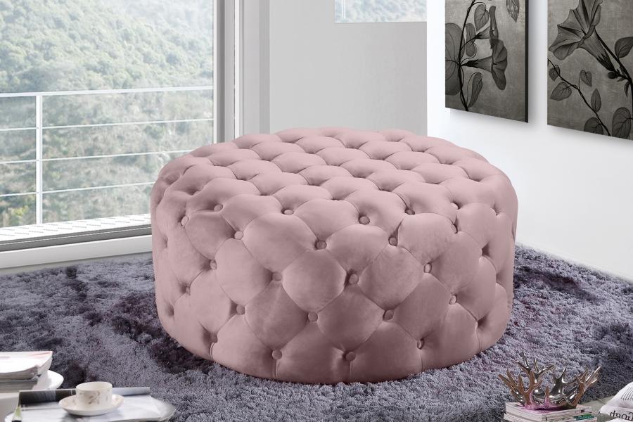 Traditional Ottoman Addison 122Pink 122Pink in Pink Velvet