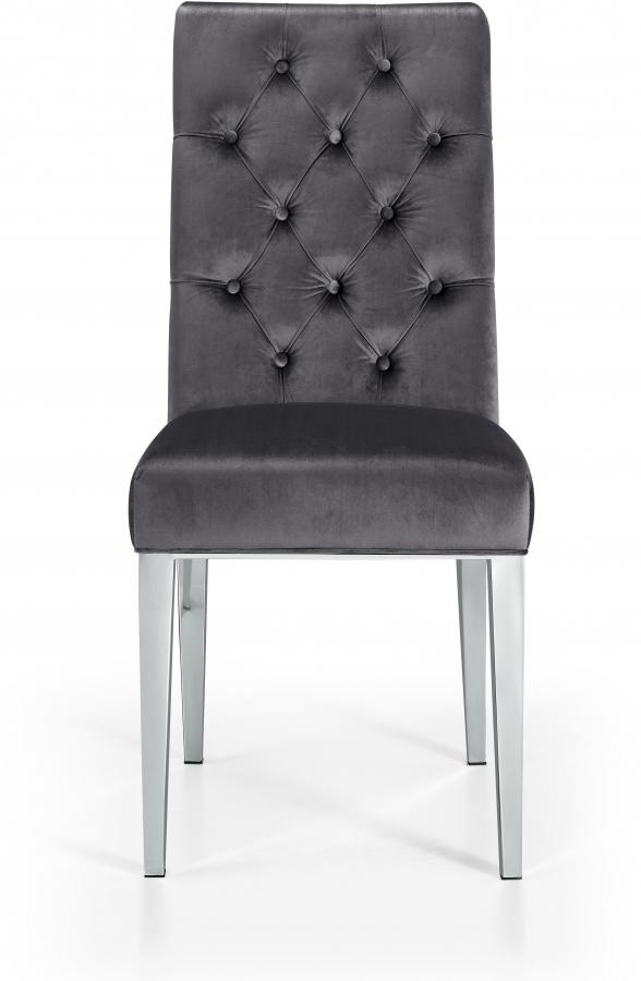 

    
Grey Velvet & Chrome Dining Chair Set 2Pcs Juno 732Grey-C Meridian Modern
