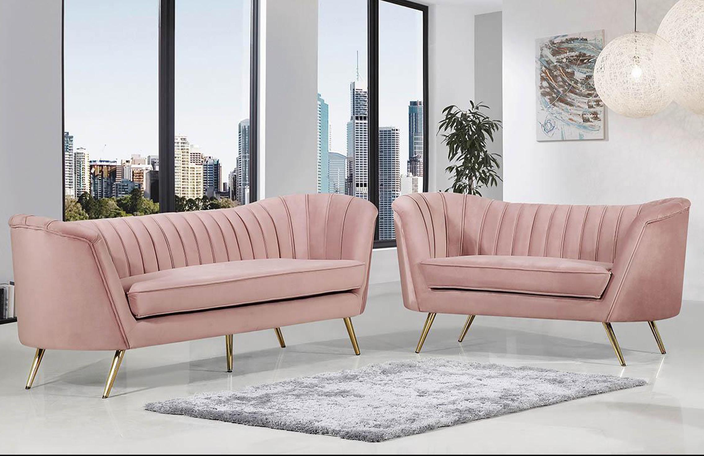 

    
Pink Velvet Sofa Set 2Pcs Margo 622Pink-S Meridian Modern Contemporary
