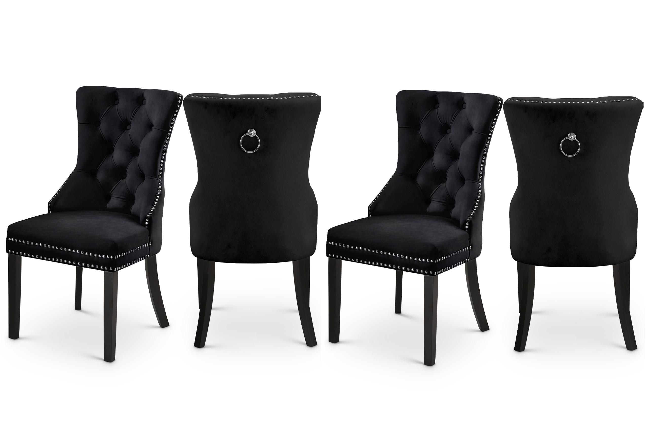 Contemporary, Modern Dining Chair Set Nikki 740Black-C 740Black-C-Set-4 in Black Velvet