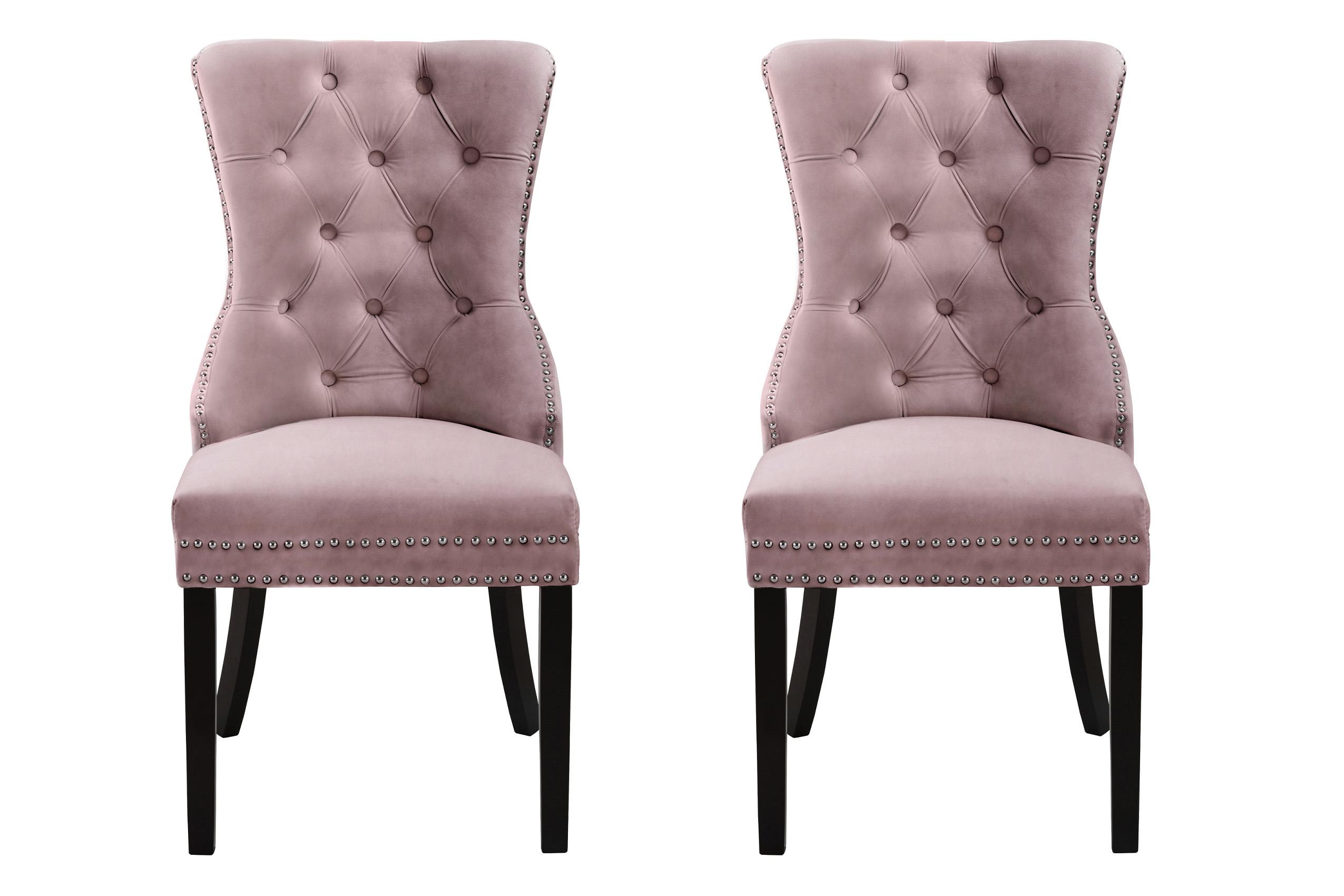 Modern, Classic Dining Chair Set Nikki 740Pink-C 740Pink-C-Set-4 in Pink Velvet