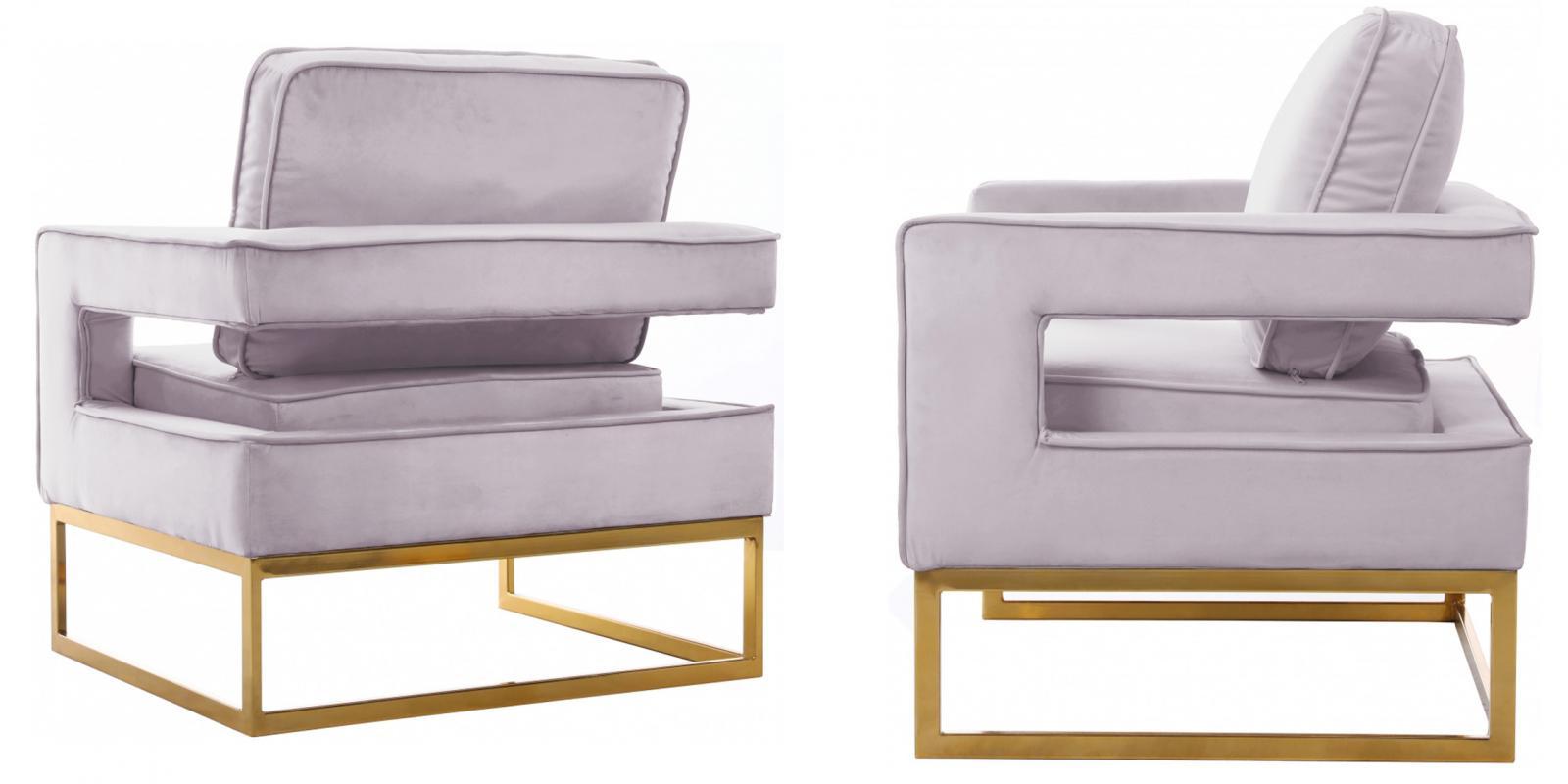 Contemporary, Modern Accent Chair Set Noah 511Pink-Set 511Pink-Set-2 in Pink, Gold Velvet
