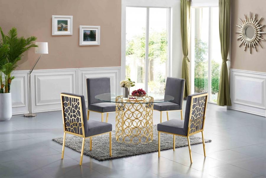 

    
Grey Velvet & Gold Steel Dining Chair Set 4Pcs Opal 737Grey-C Meridian Modern
