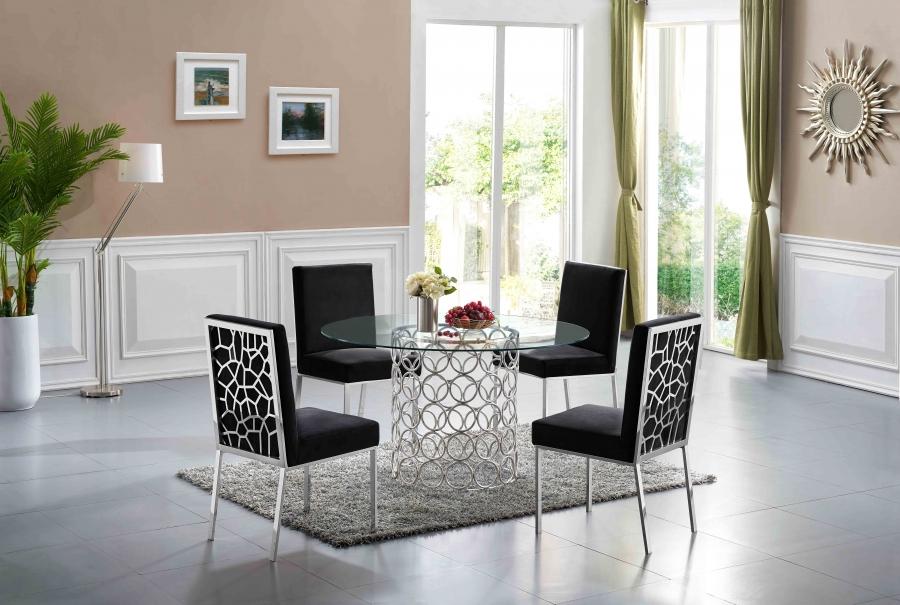 

    
Clear Glass Top & Stainless Steel Dining Table Opal 736-TMeridian Modern
