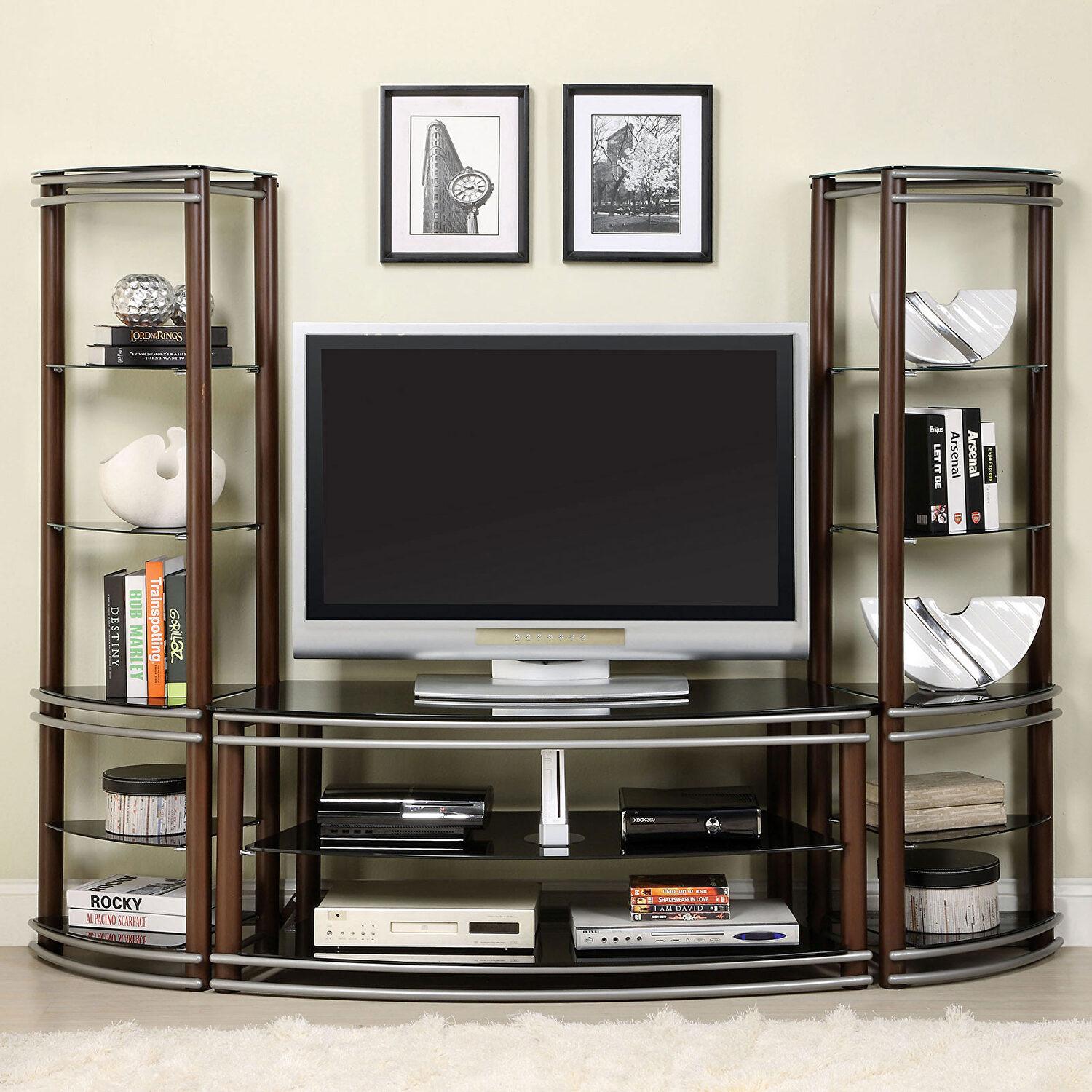 Contemporary TV Stand Set SILVER CREEK CM5510-3PC CM5510-3PC in Brown 