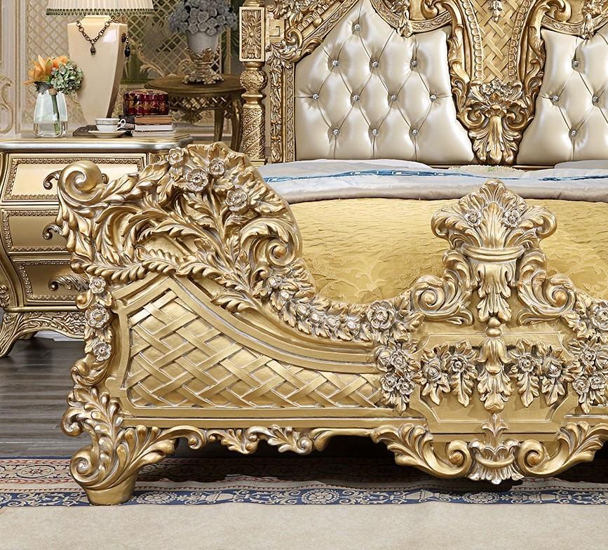 

    
Homey Design Furniture HD-1801 Panel Bedroom Set Metallic/Gold Finish/Antique HD-EK1801-2PC
