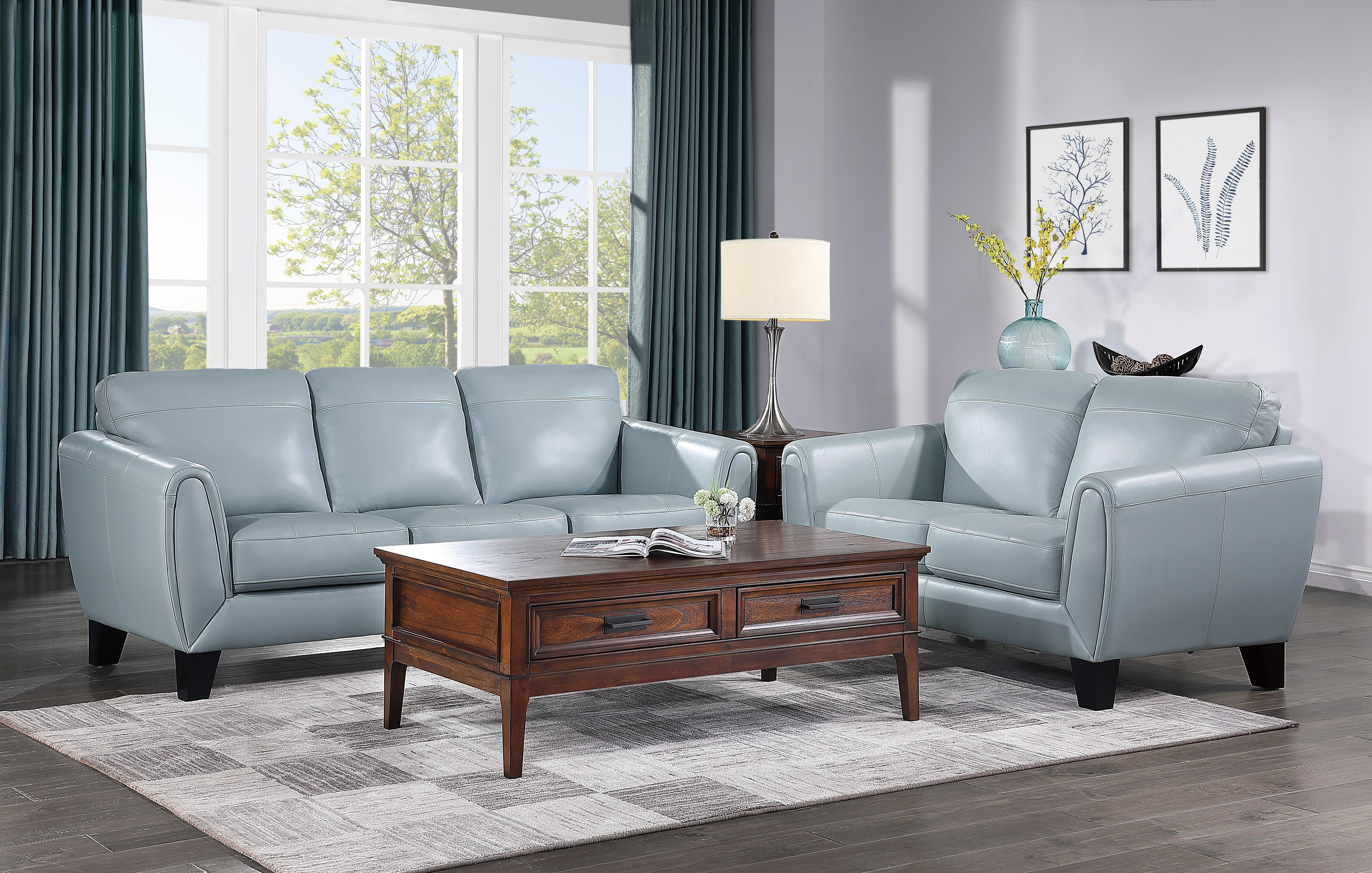 

    
Modern Aqua Leather Living Room Set 2pcs Homelegance 9460AQ Spivey
